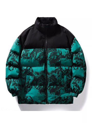 Men's Full Size Printed Padded Winter Coat Plus Size designed for comfort and style at Lookzlike