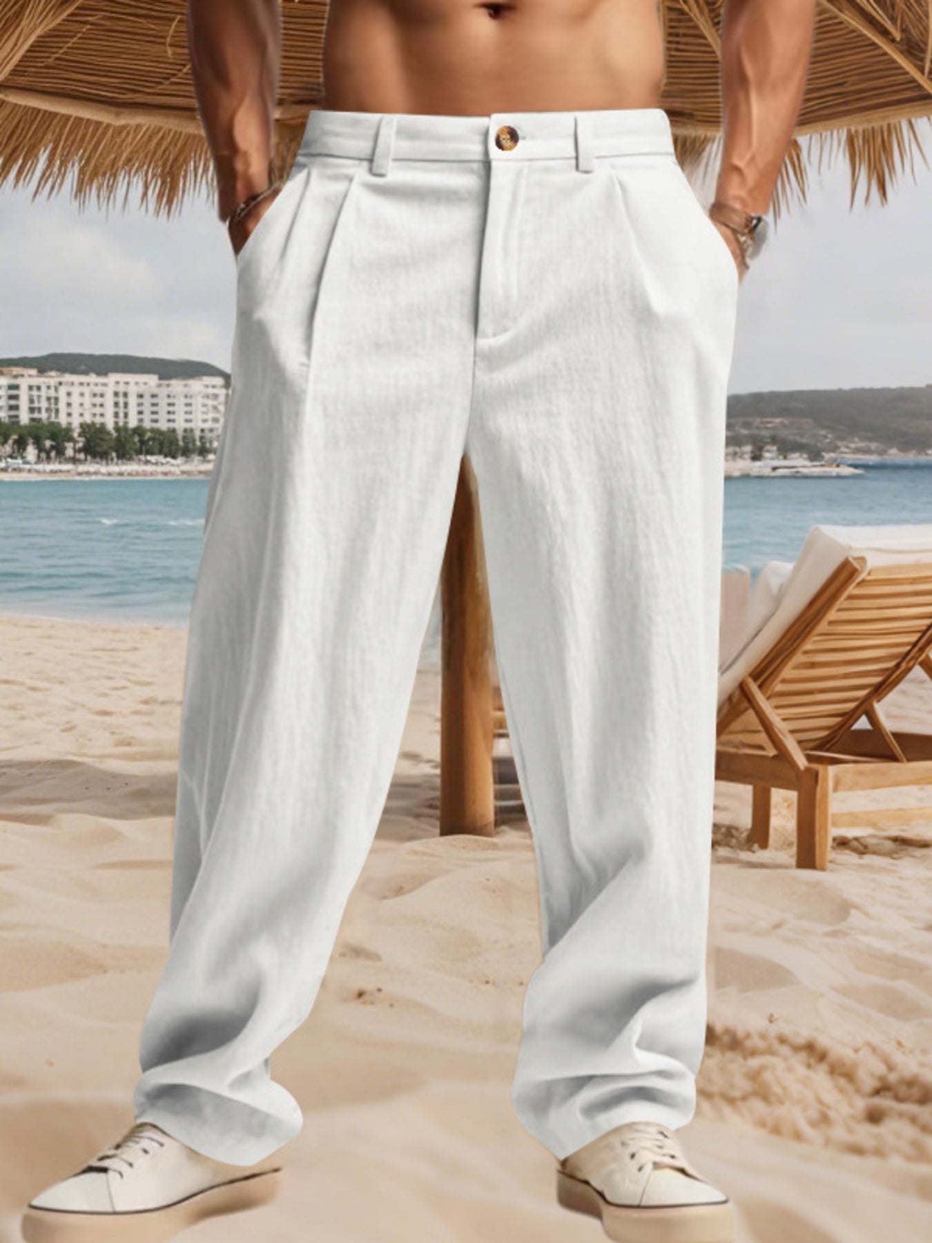 Men's Full Size Relaxed Fit Pleated Pants Plus Size designed for comfort and style at Lookzlike