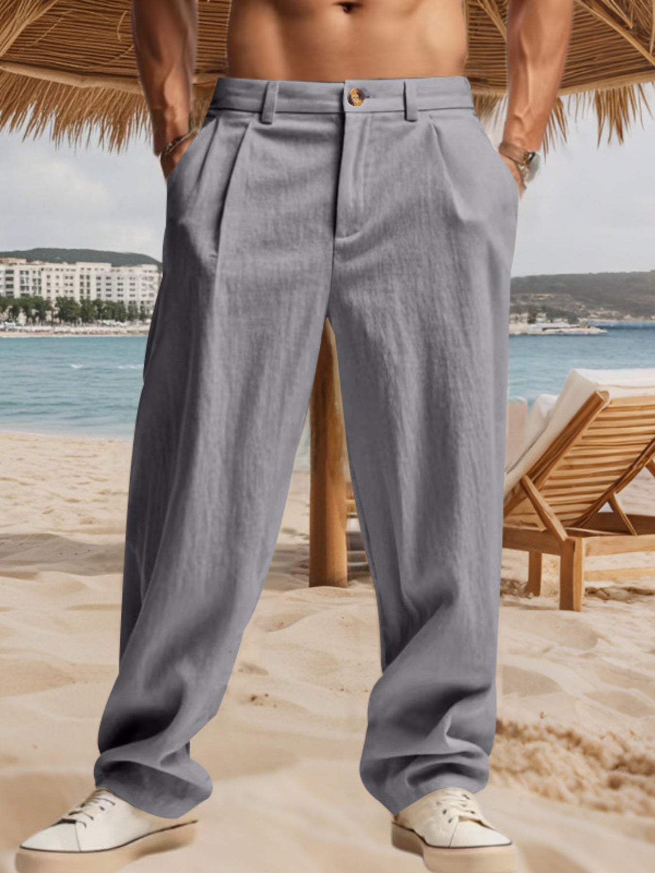 Men's Full Size Relaxed Fit Pleated Pants Plus Size designed for comfort and style at Lookzlike