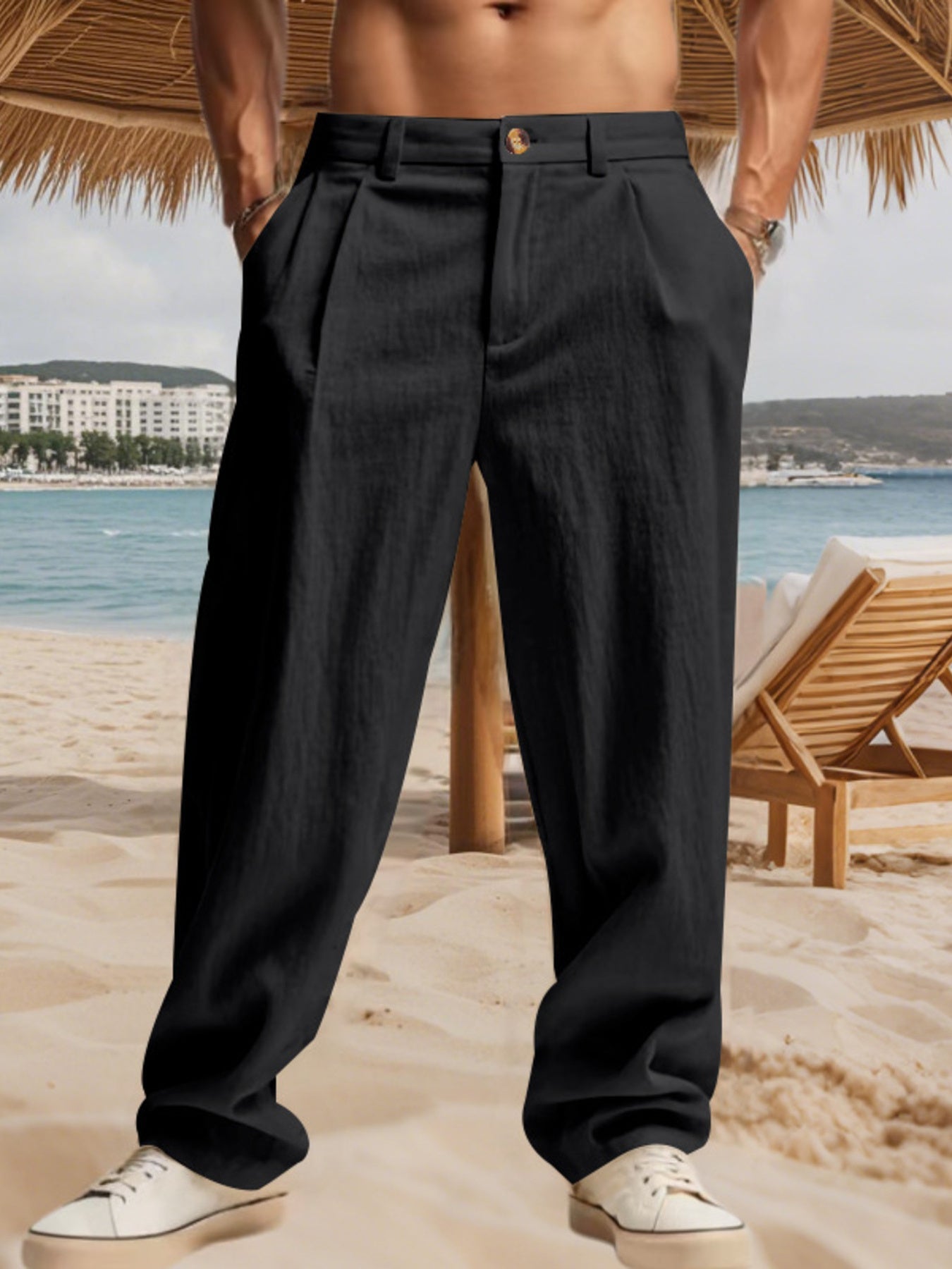 Men's Full Size Relaxed Fit Pleated Pants Plus Size designed for comfort and style at Lookzlike