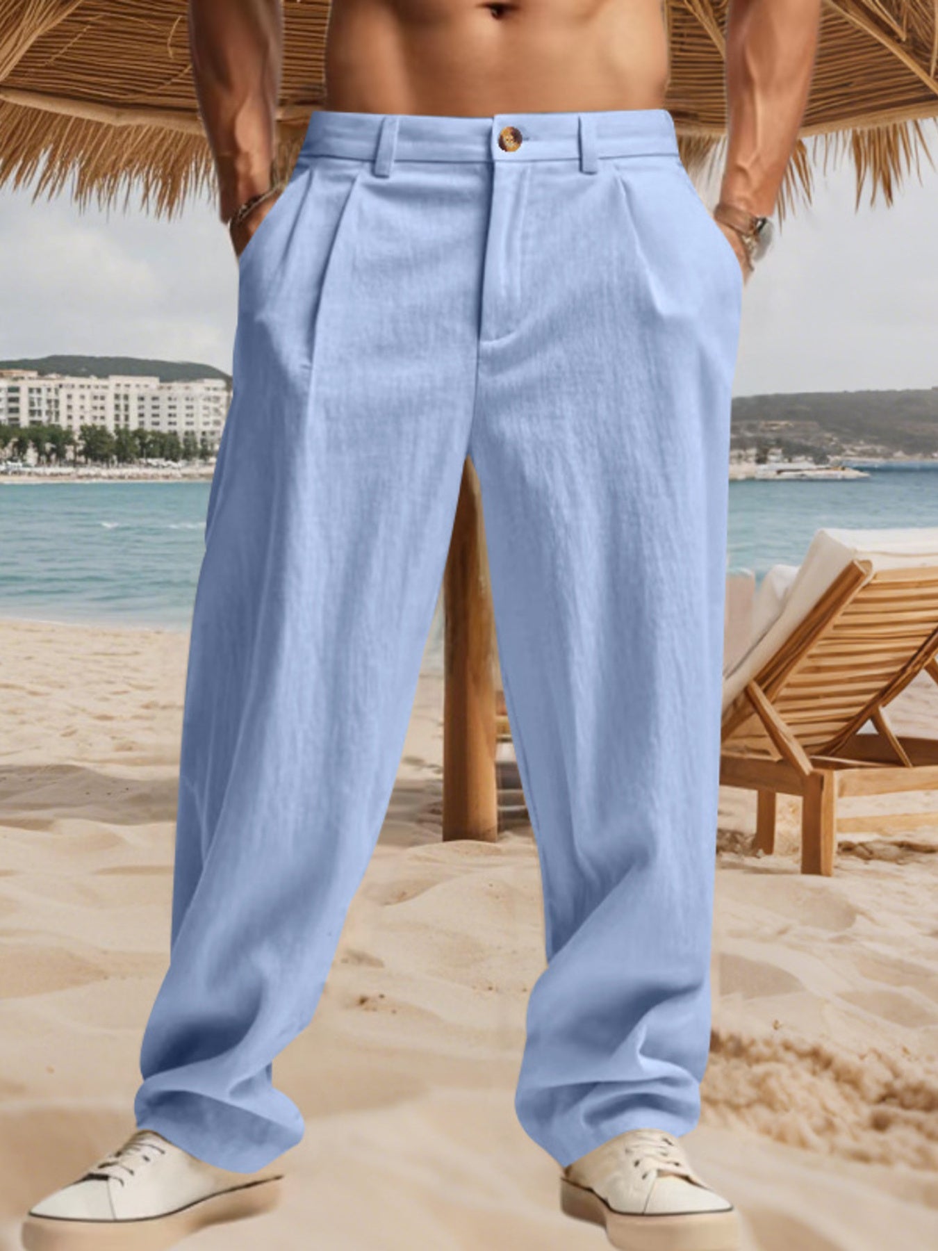 Men's Full Size Relaxed Fit Pleated Pants Plus Size designed for comfort and style at Lookzlike