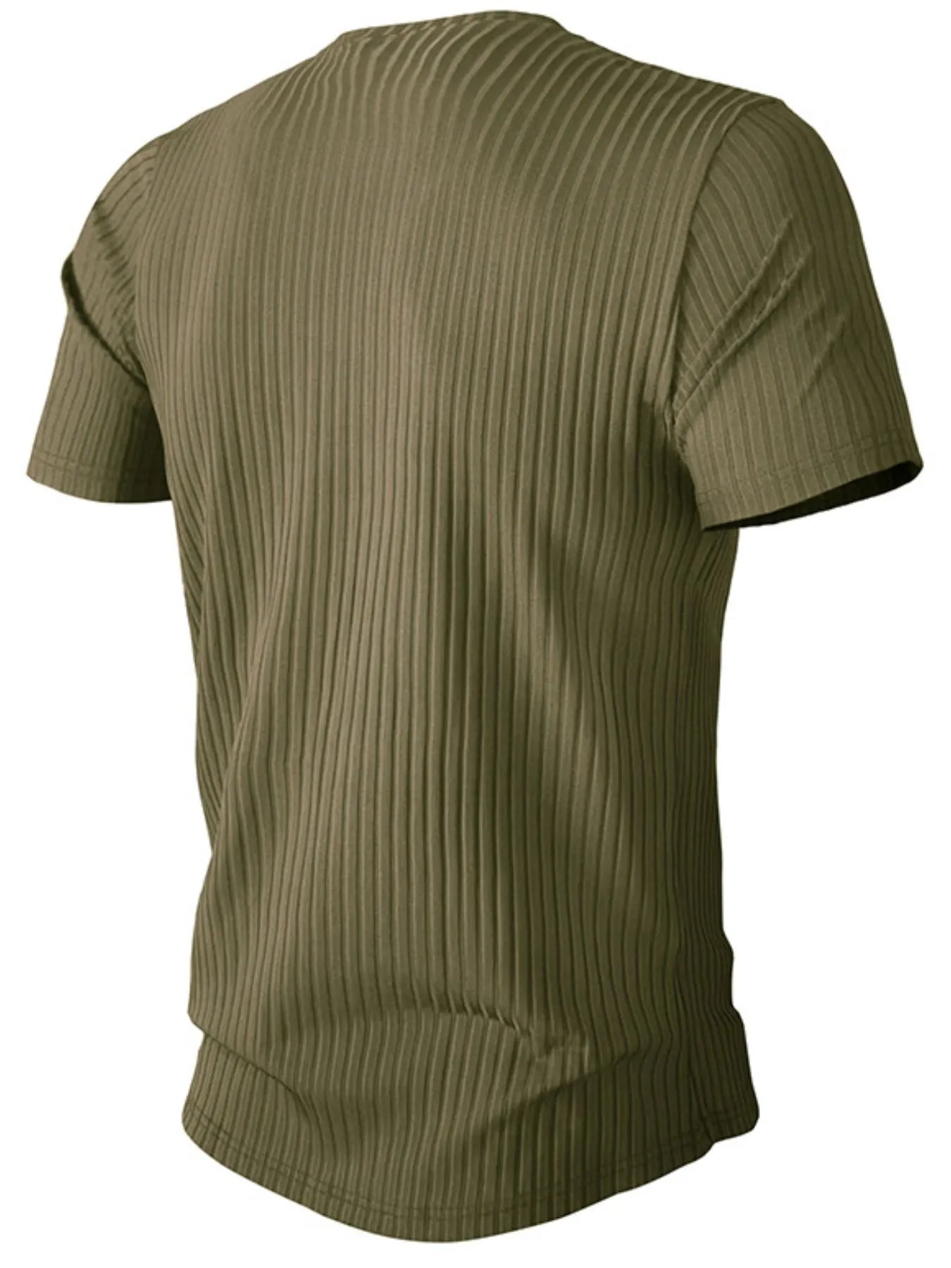 Men's Full Size Ribbed Knit Short Sleeve Round Neck T-Shirt Plus Size - Lookzlike