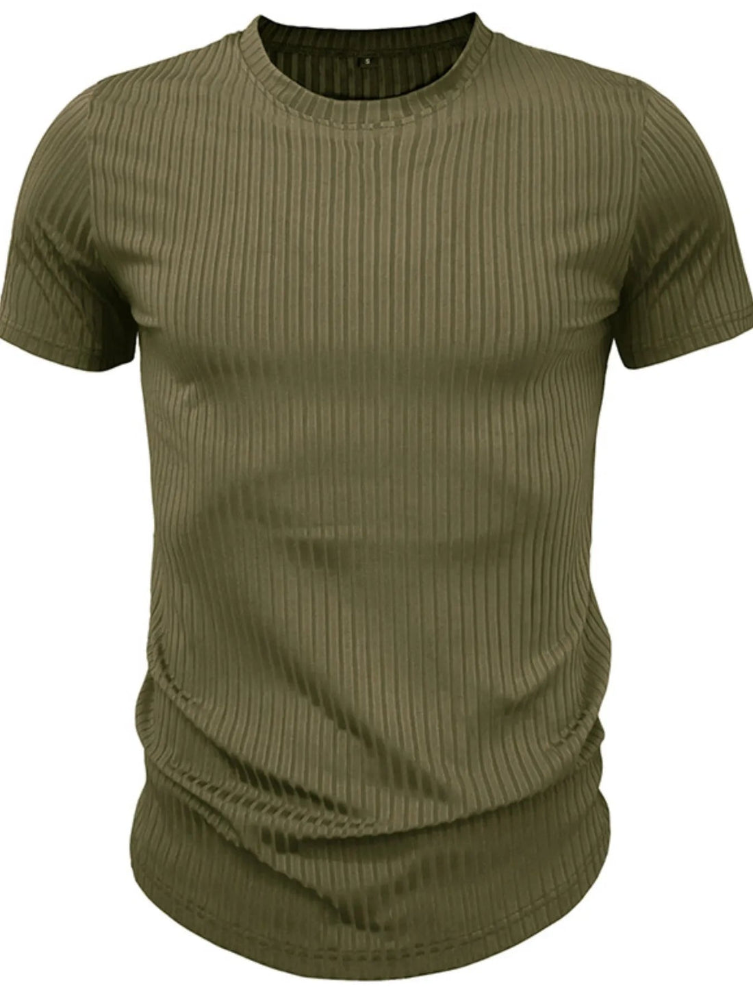 Men's Full Size Ribbed Knit Short Sleeve Round Neck T-Shirt Plus Size - Lookzlike