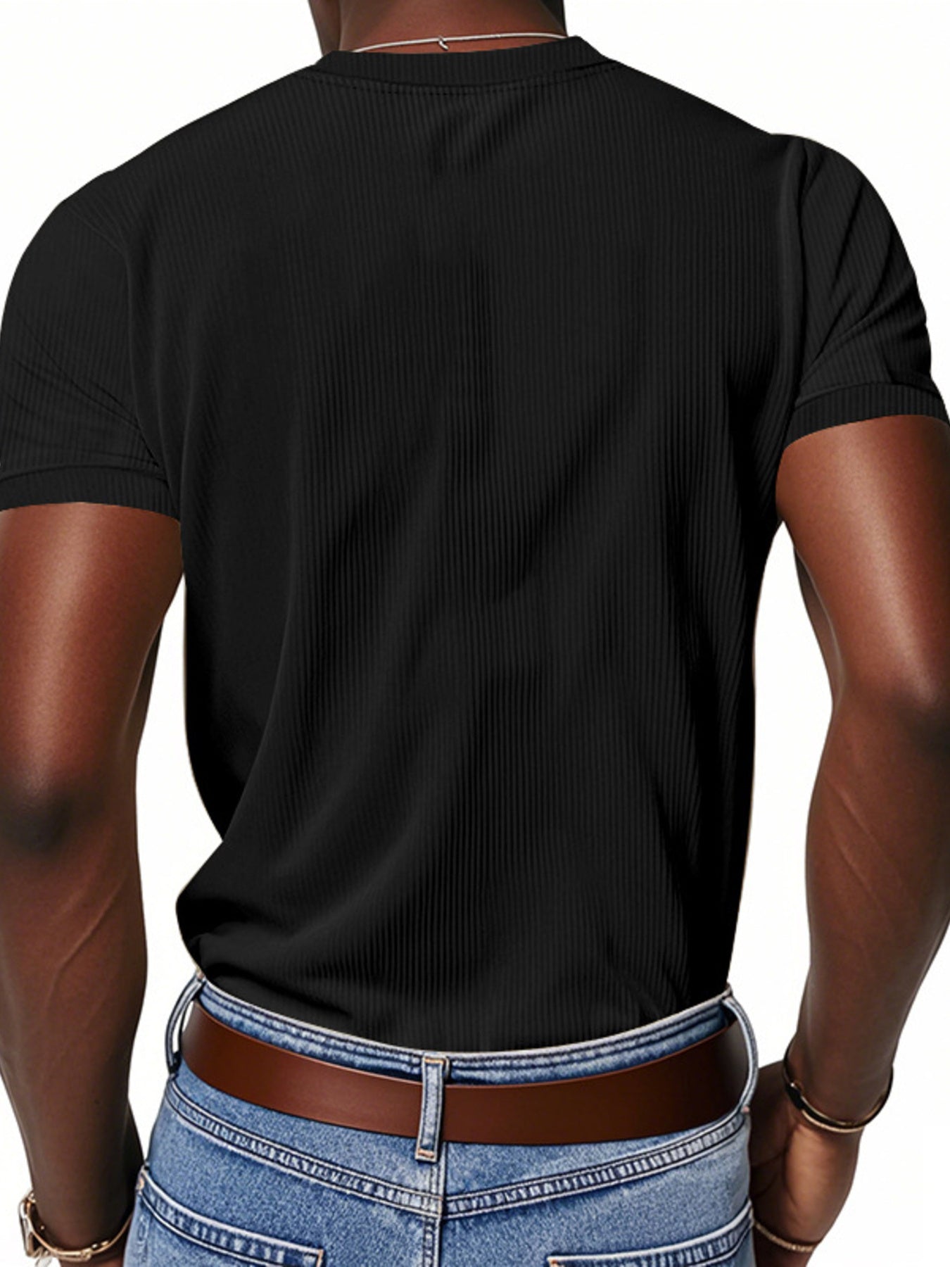 Men's Full Size Ribbed V-Neck T-Shirt Plus Size designed for comfort and style at Lookzlike
