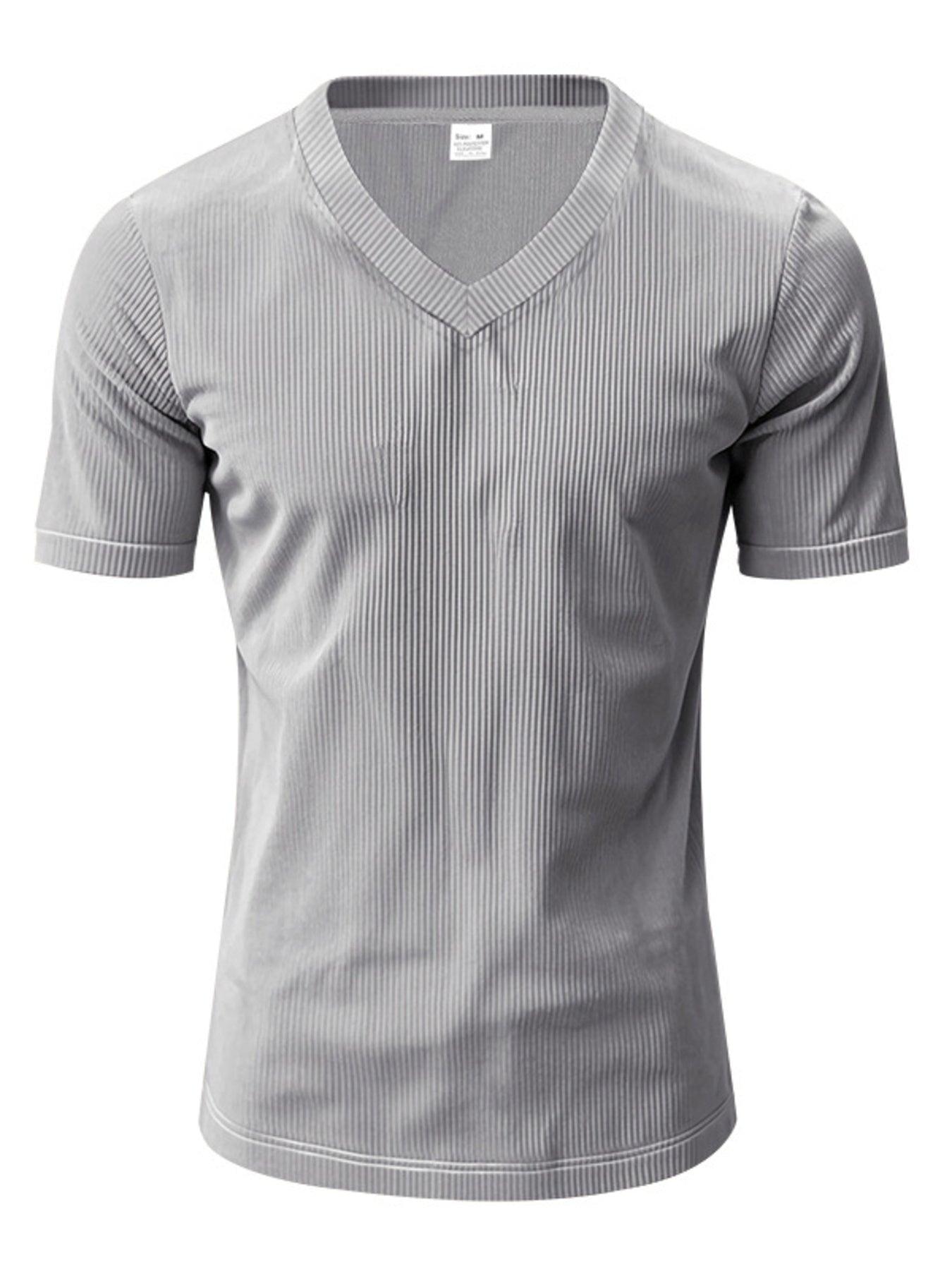 Men's Full Size Ribbed V-Neck T-Shirt Plus Size designed for comfort and style at Lookzlike