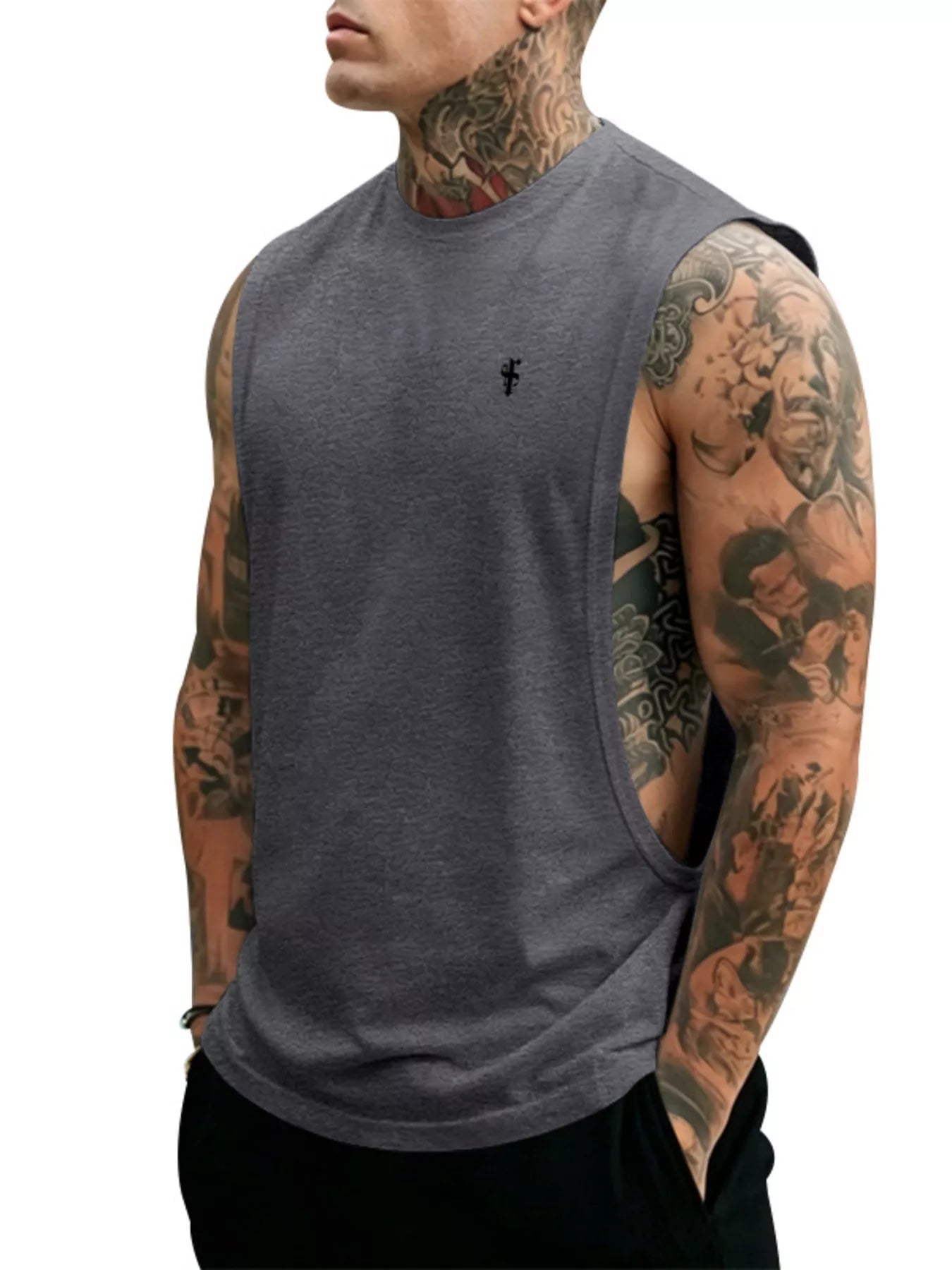 Men's Full Size Round Neck Tank Top Plus Size designed for comfort and style at Lookzlike