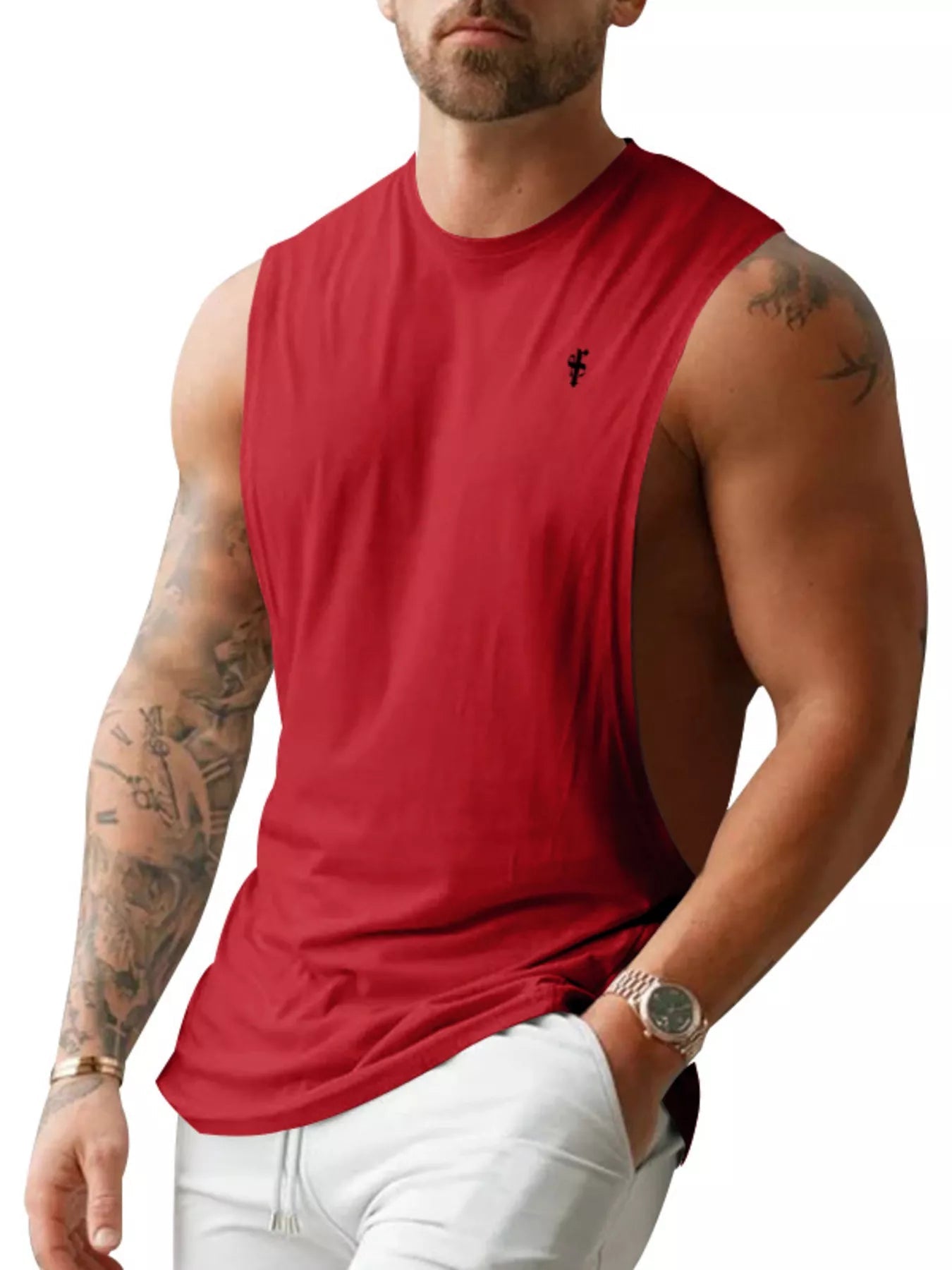 Men's Full Size Round Neck Tank Top Plus Size designed for comfort and style at Lookzlike