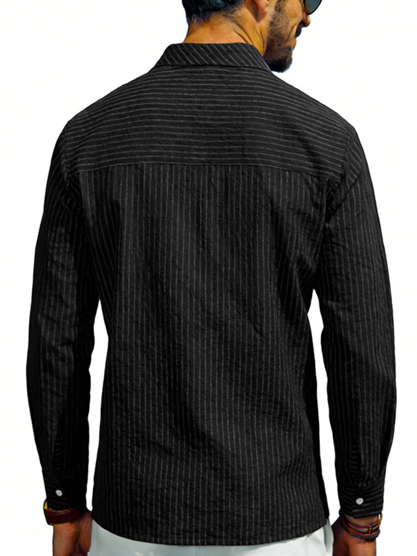 Men's Full Size Striped Long Sleeve Shirt Plus Size designed for comfort and style at Lookzlike