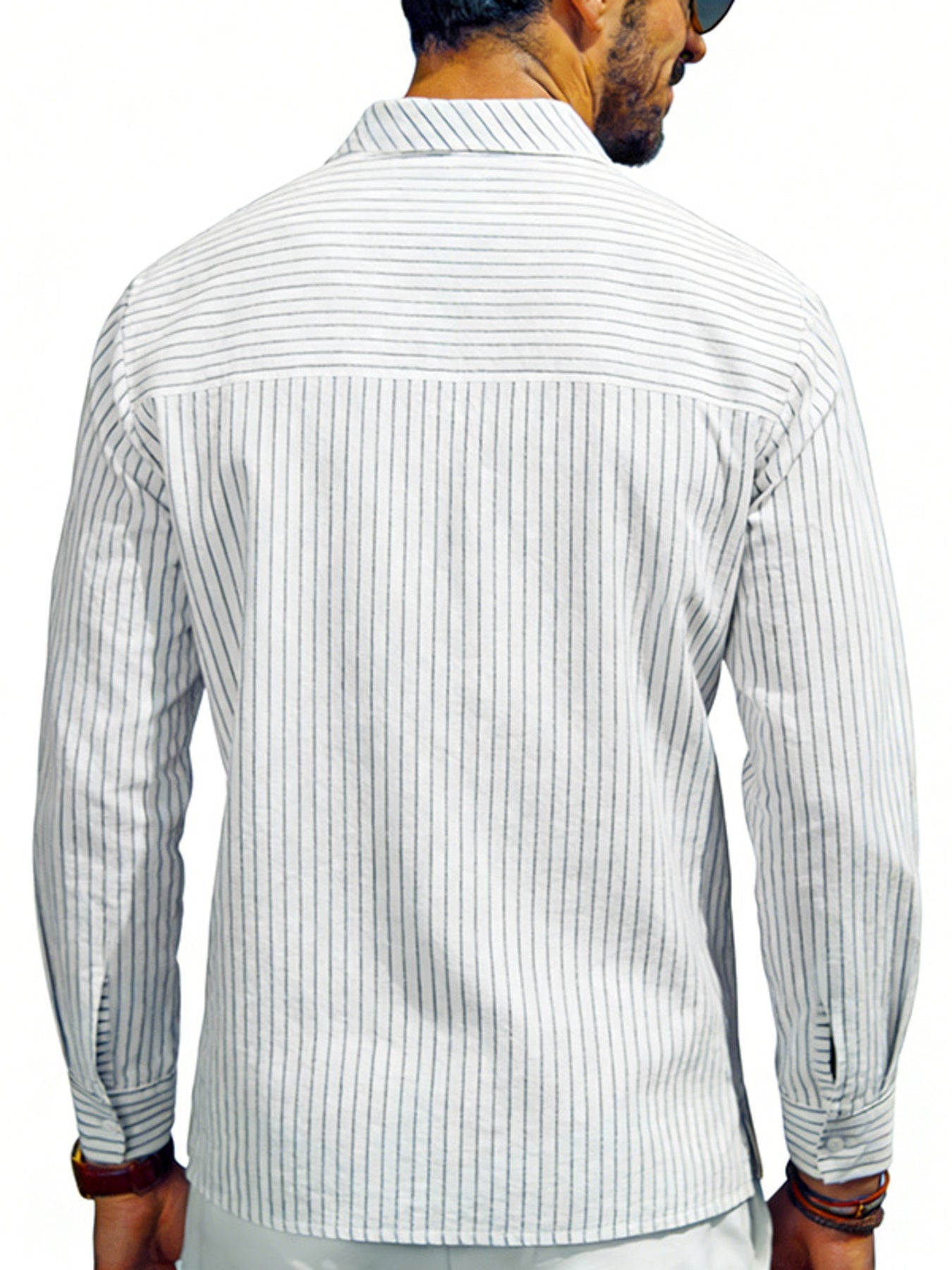 Men's Full Size Striped Long Sleeve Shirt Plus Size designed for comfort and style at Lookzlike