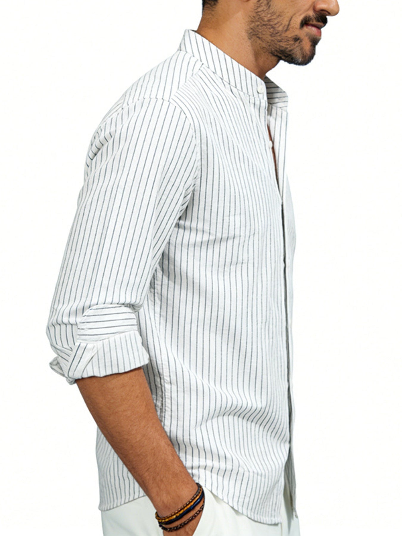 Men's Full Size Striped Long Sleeve Shirt Plus Size designed for comfort and style at Lookzlike