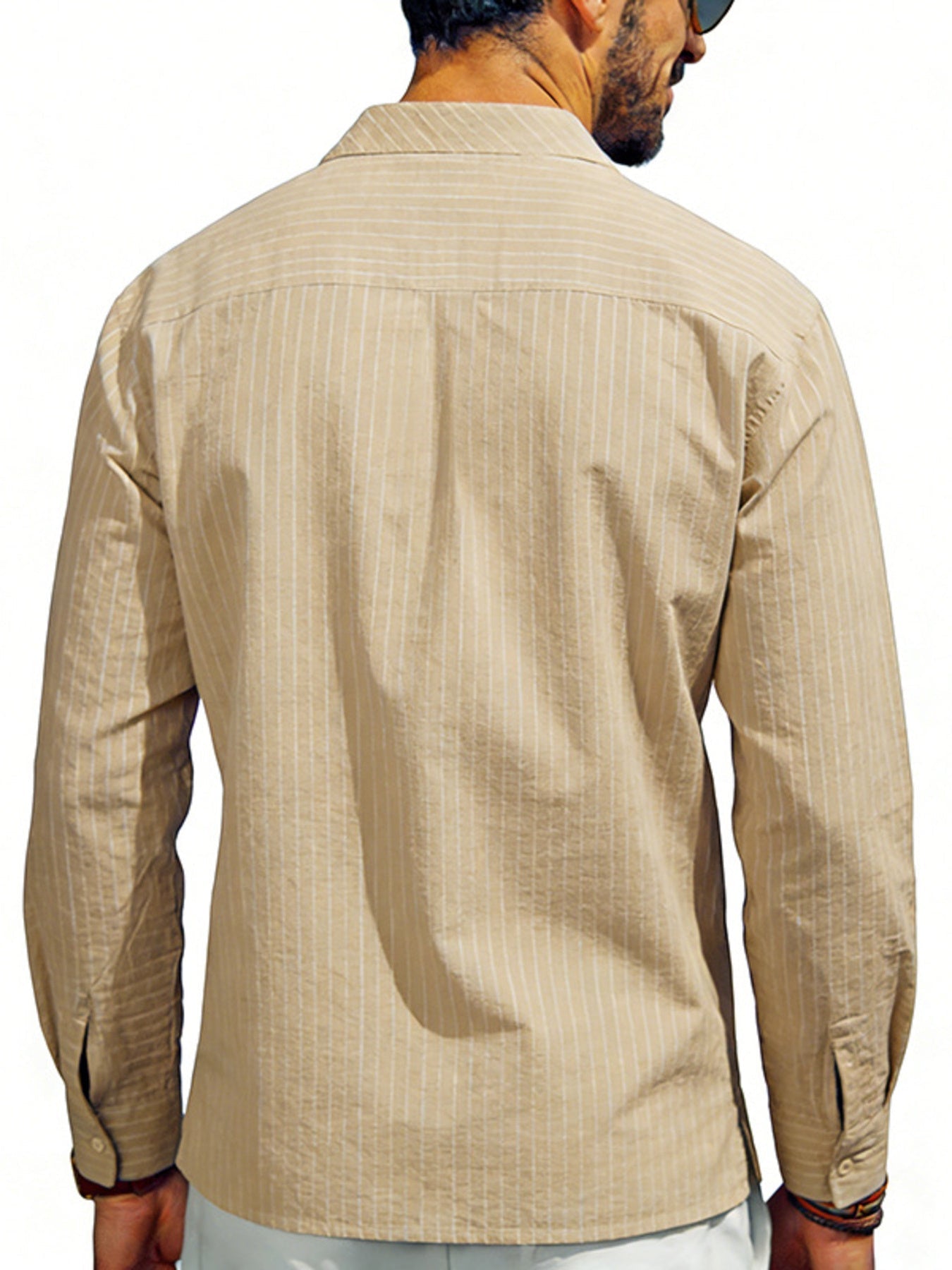 Men's Full Size Striped Long Sleeve Shirt Plus Size designed for comfort and style at Lookzlike