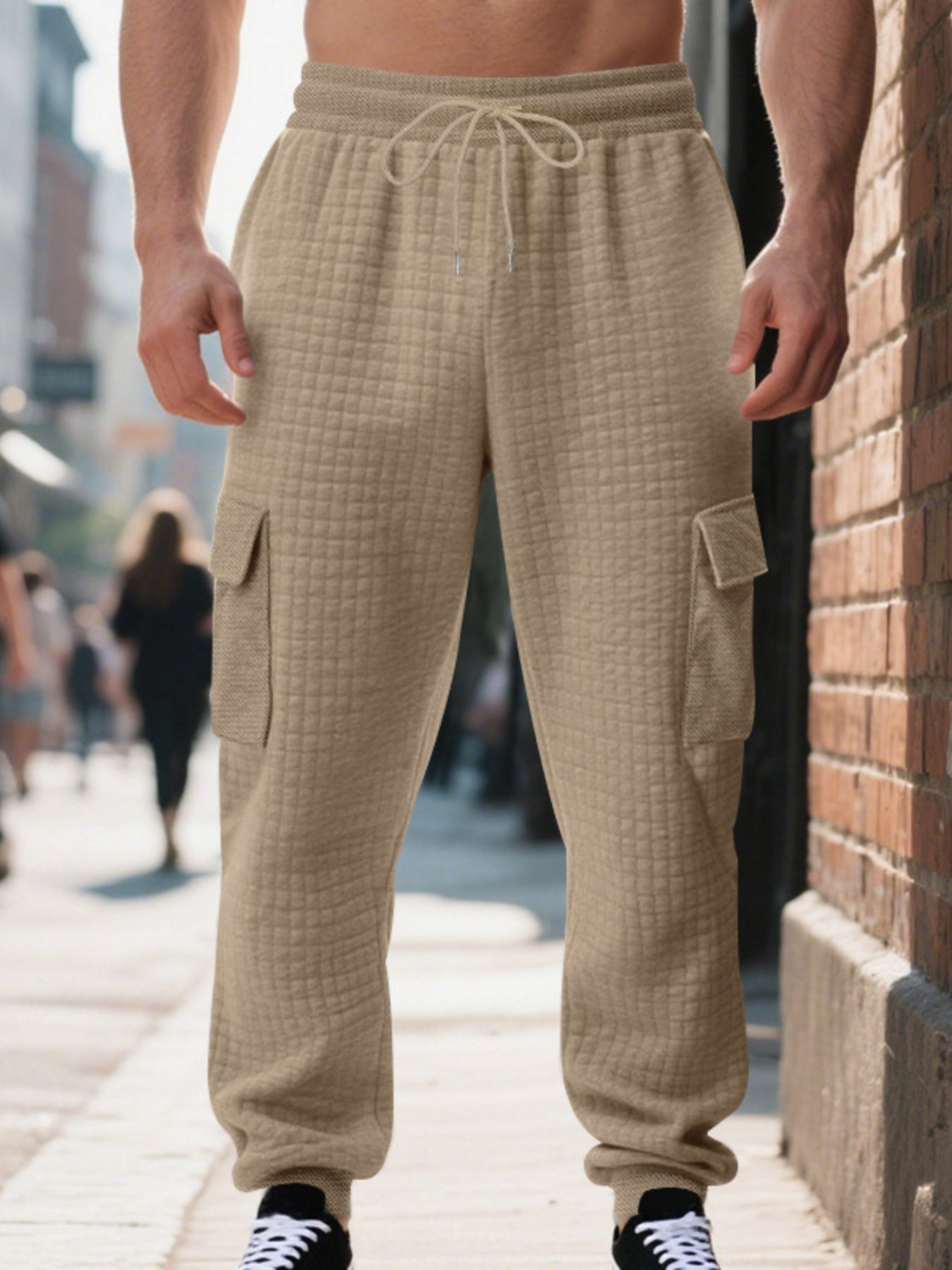 Men's Full Size Textured Cargo Joggers Plus Size designed for comfort and style at Lookzlike