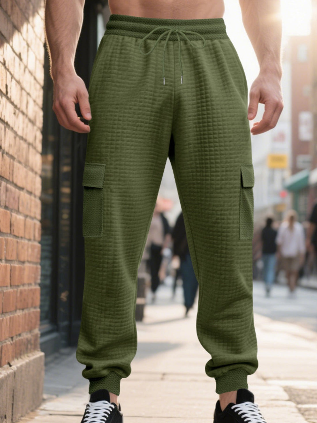 Men's Full Size Textured Cargo Joggers Plus Size designed for comfort and style at Lookzlike