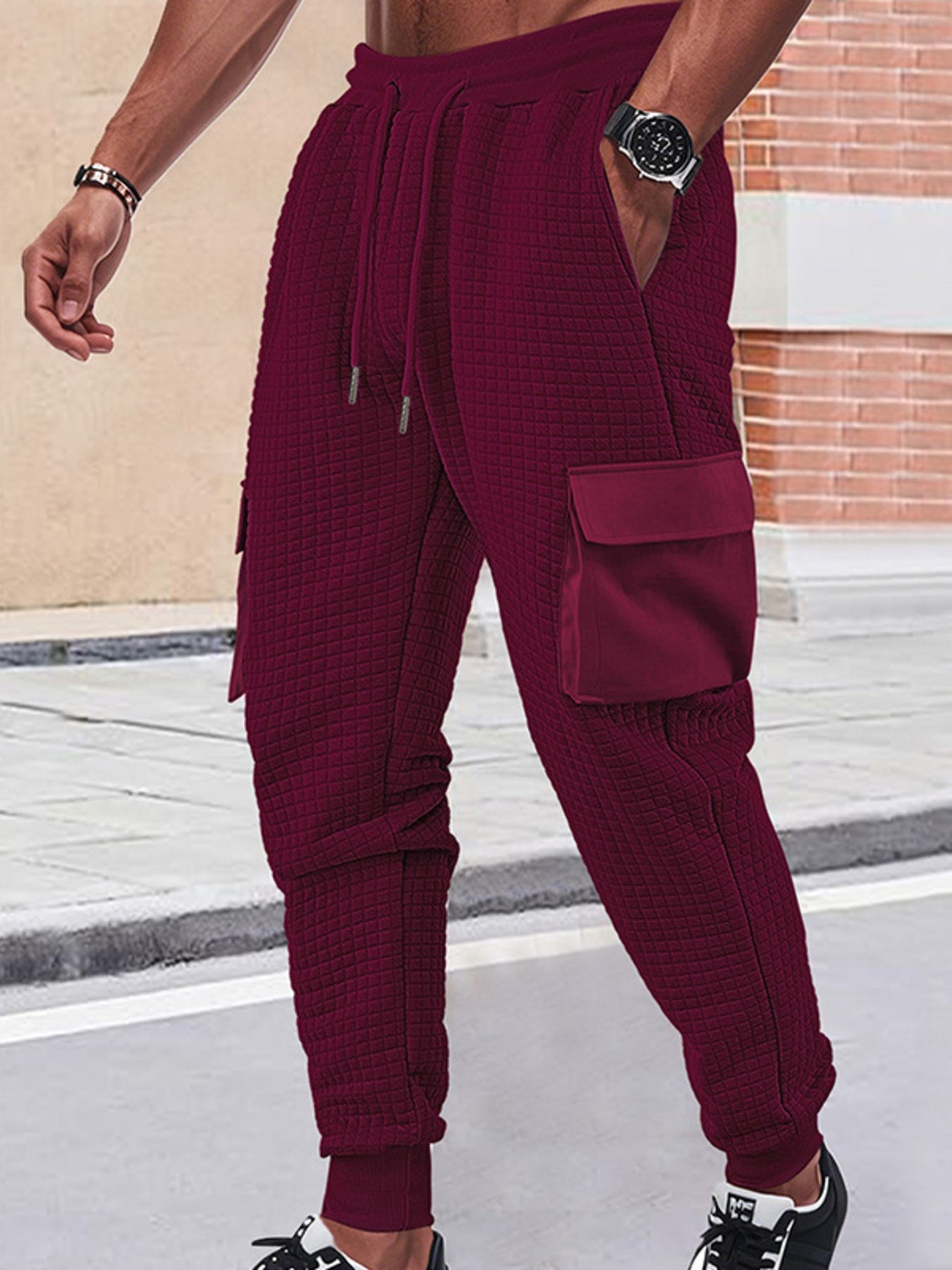 Men's Full Size Textured Cargo Joggers Plus Size designed for comfort and style at Lookzlike