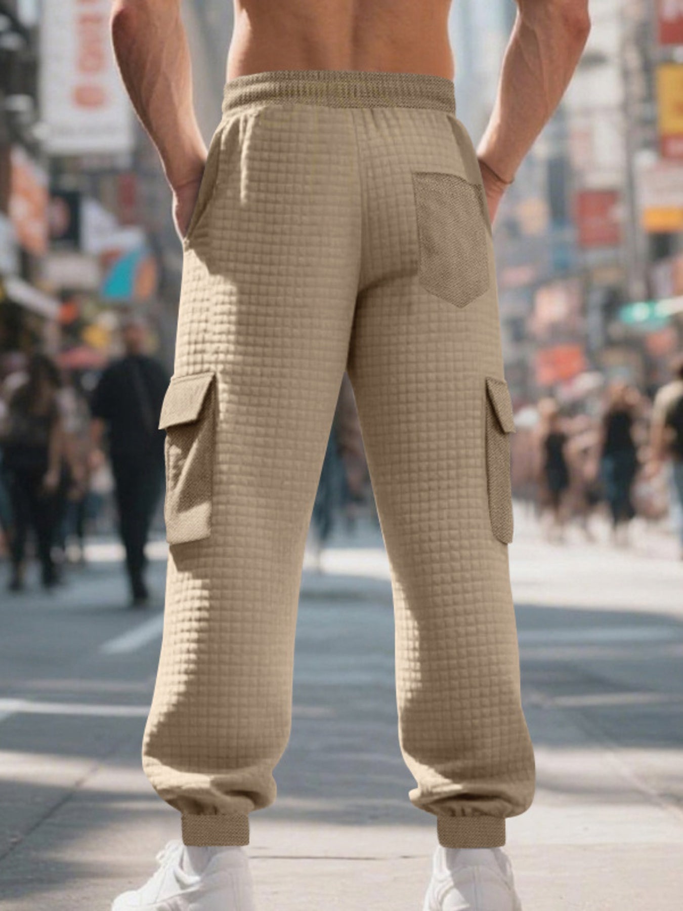Men's Full Size Textured Cargo Joggers Plus Size designed for comfort and style at Lookzlike