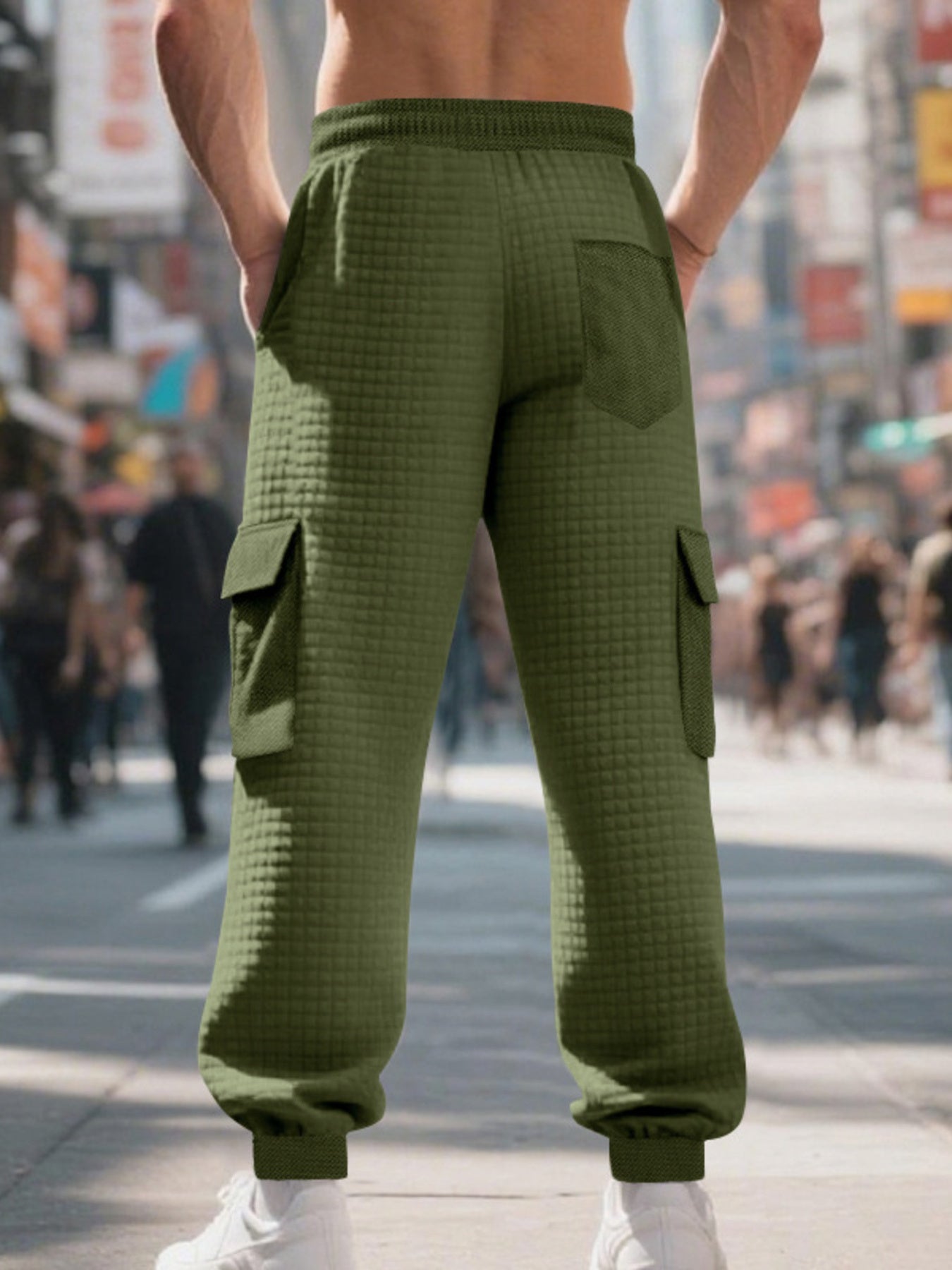 Men's Full Size Textured Cargo Joggers Plus Size designed for comfort and style at Lookzlike