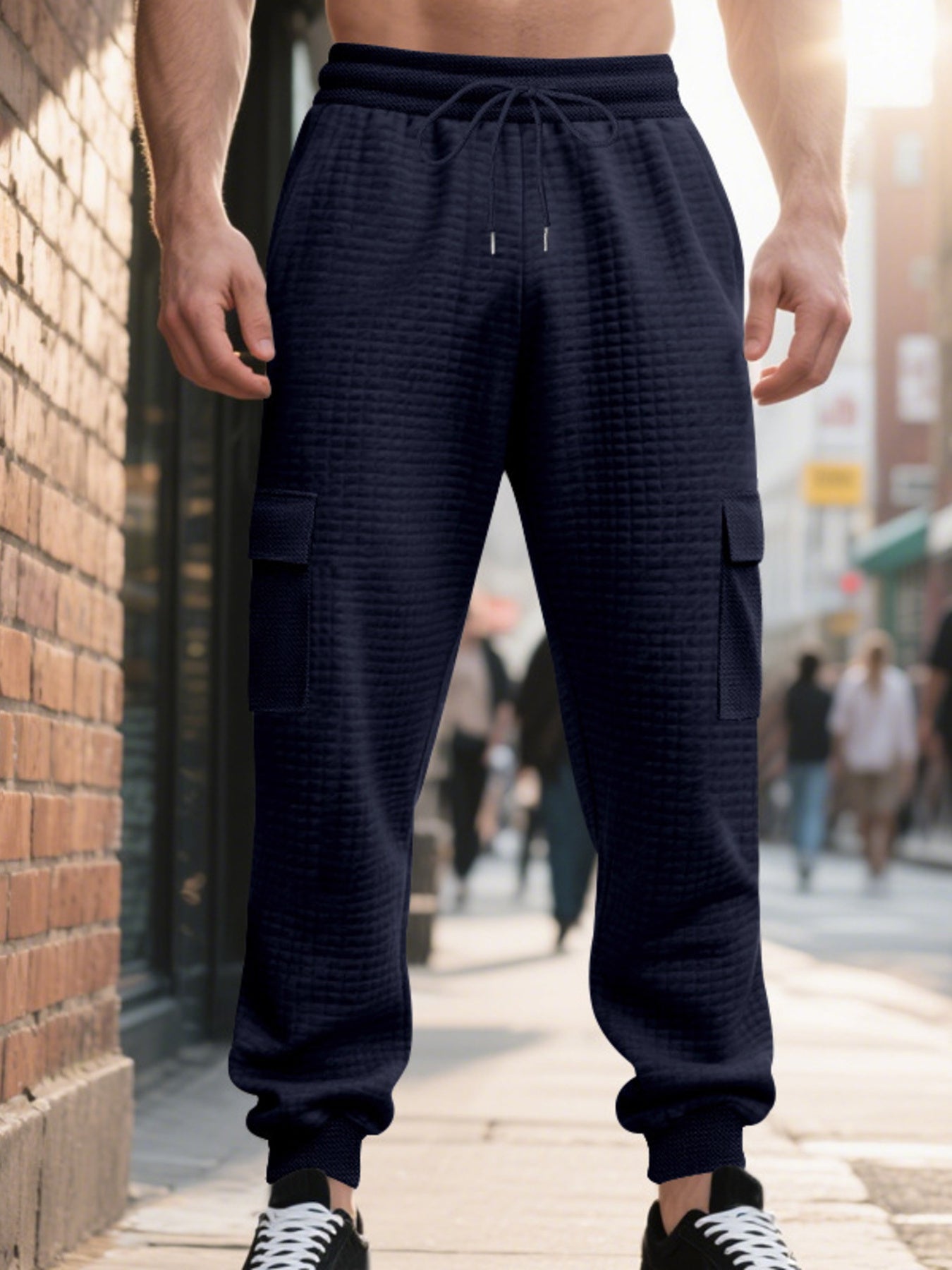 Men's Full Size Textured Cargo Joggers Plus Size designed for comfort and style at Lookzlike