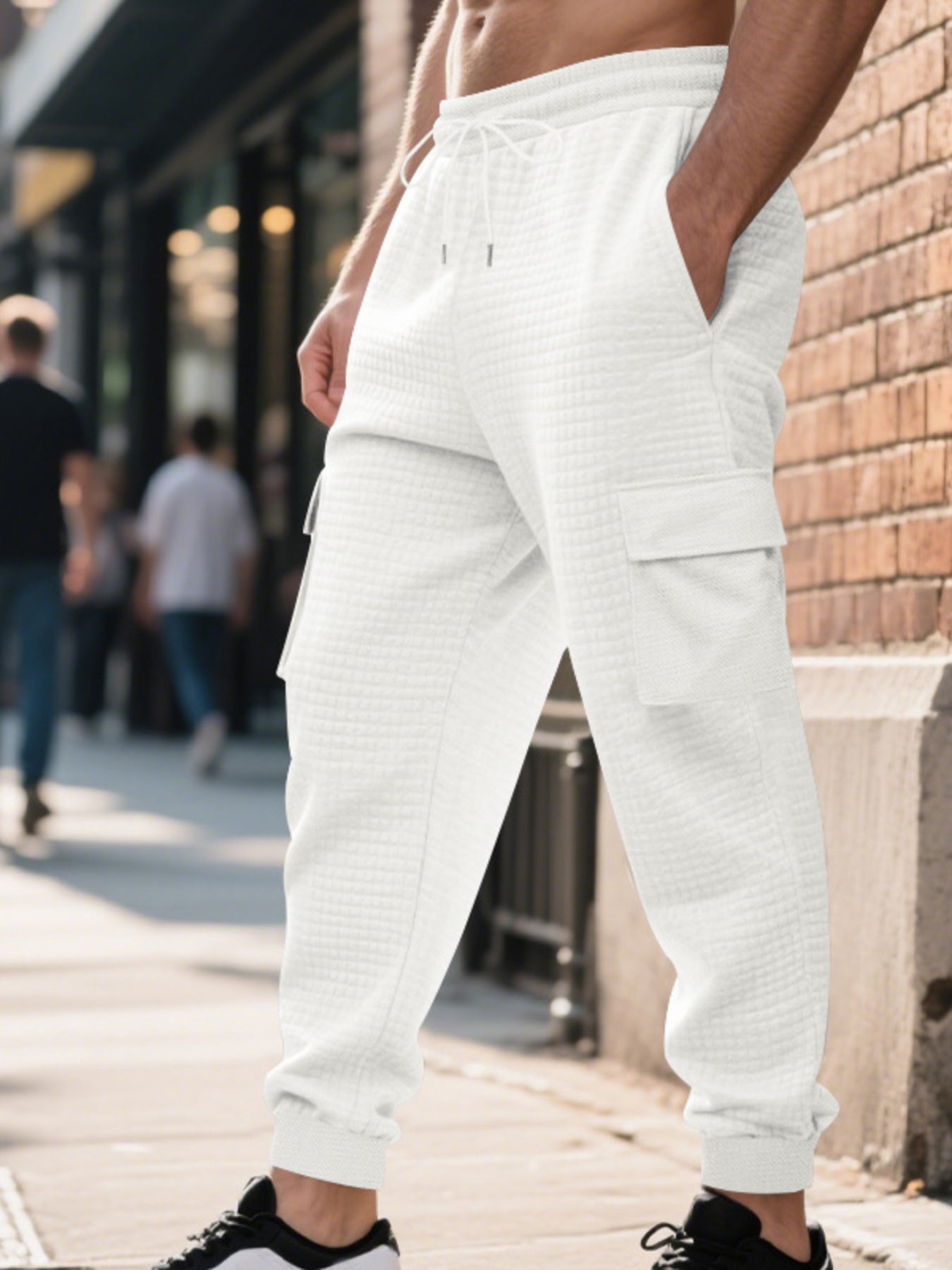 Men's Full Size Textured Cargo Joggers Plus Size designed for comfort and style at Lookzlike