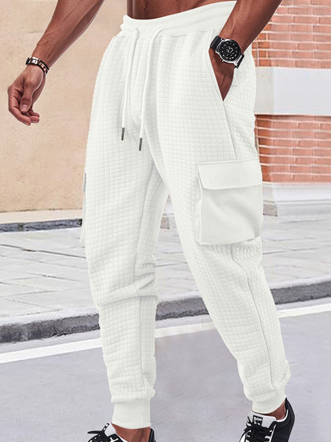 Men's Full Size Textured Cargo Joggers Plus Size designed for comfort and style at Lookzlike
