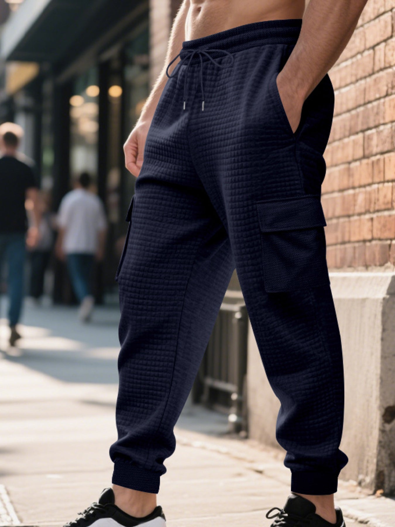 Men's Full Size Textured Cargo Joggers Plus Size designed for comfort and style at Lookzlike