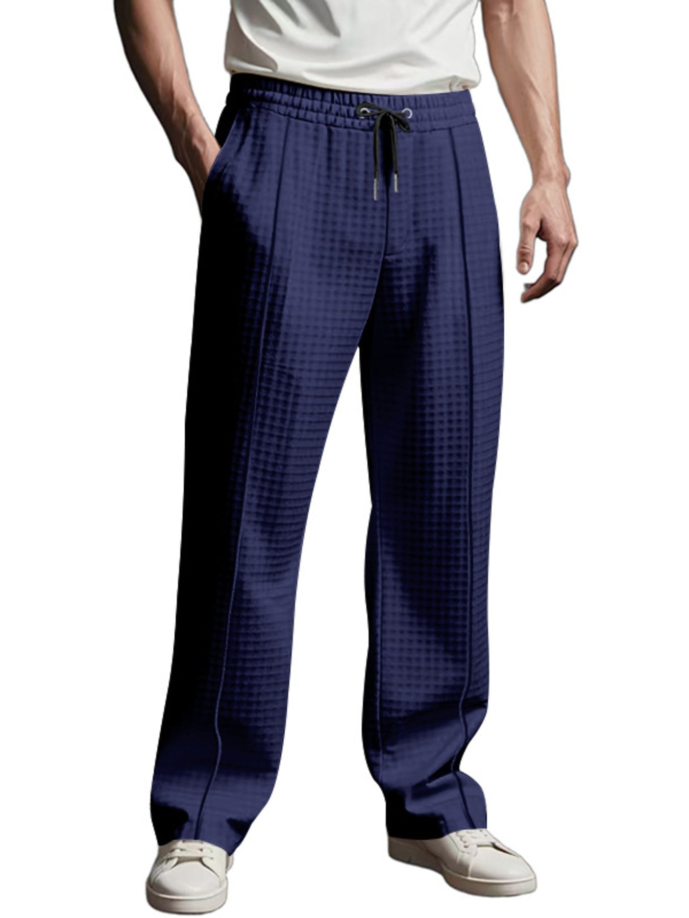 Men's Full Size Textured Drawstring Casual Pants Plus Size designed for comfort and style at Lookzlike