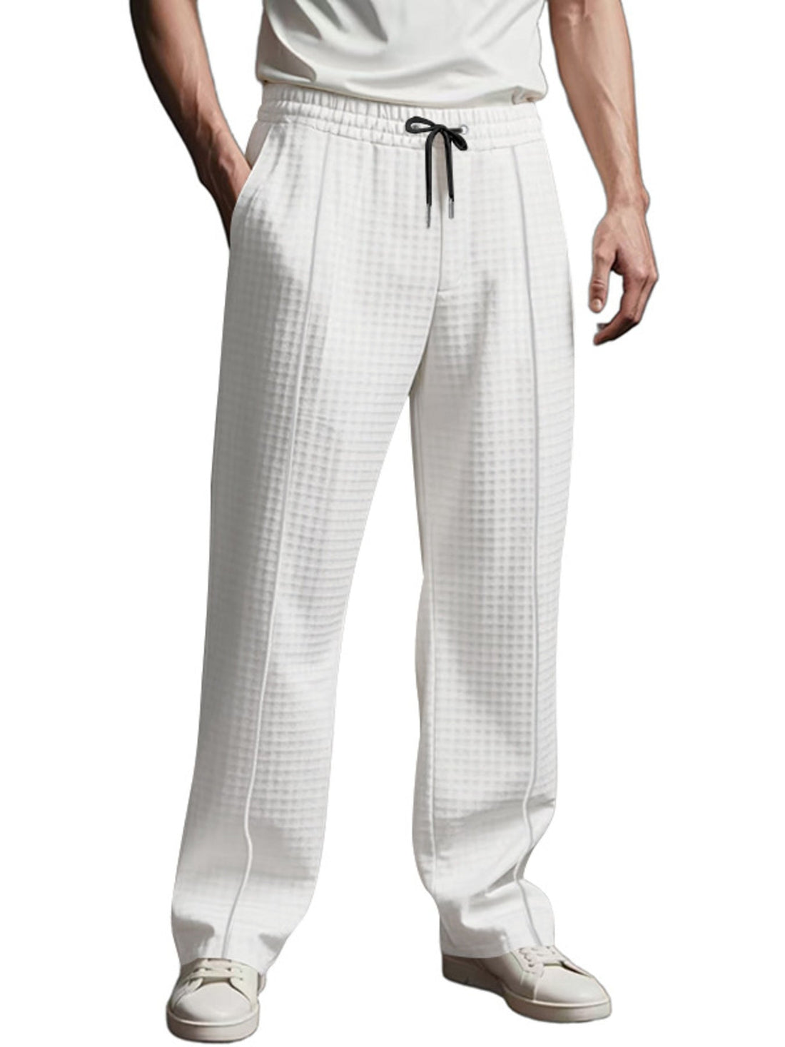 Men's Full Size Textured Drawstring Casual Pants Plus Size designed for comfort and style at Lookzlike