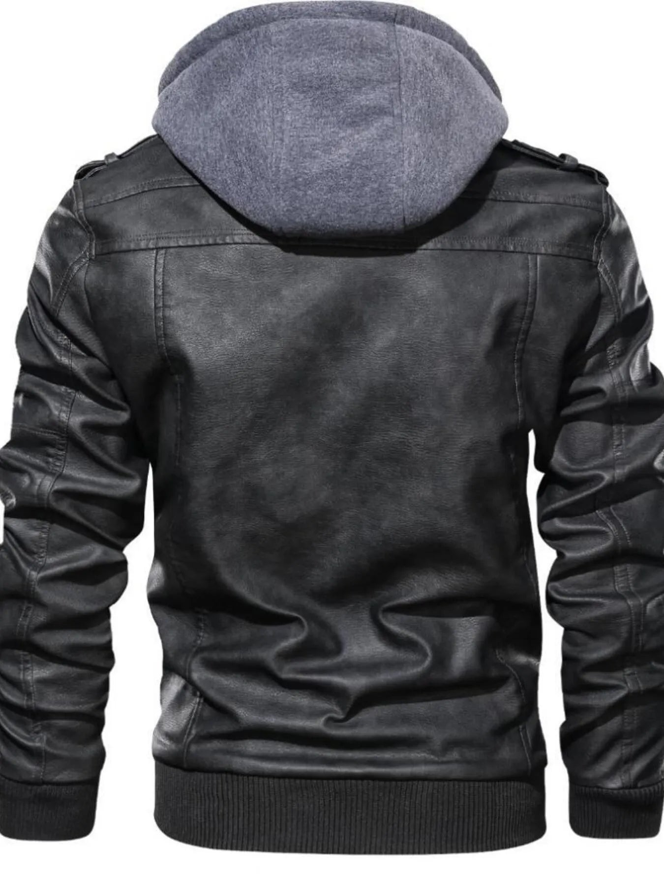 Men's Full Size Vintage Hooded Leather Jacket Plus Size designed for comfort and style at Lookzlike