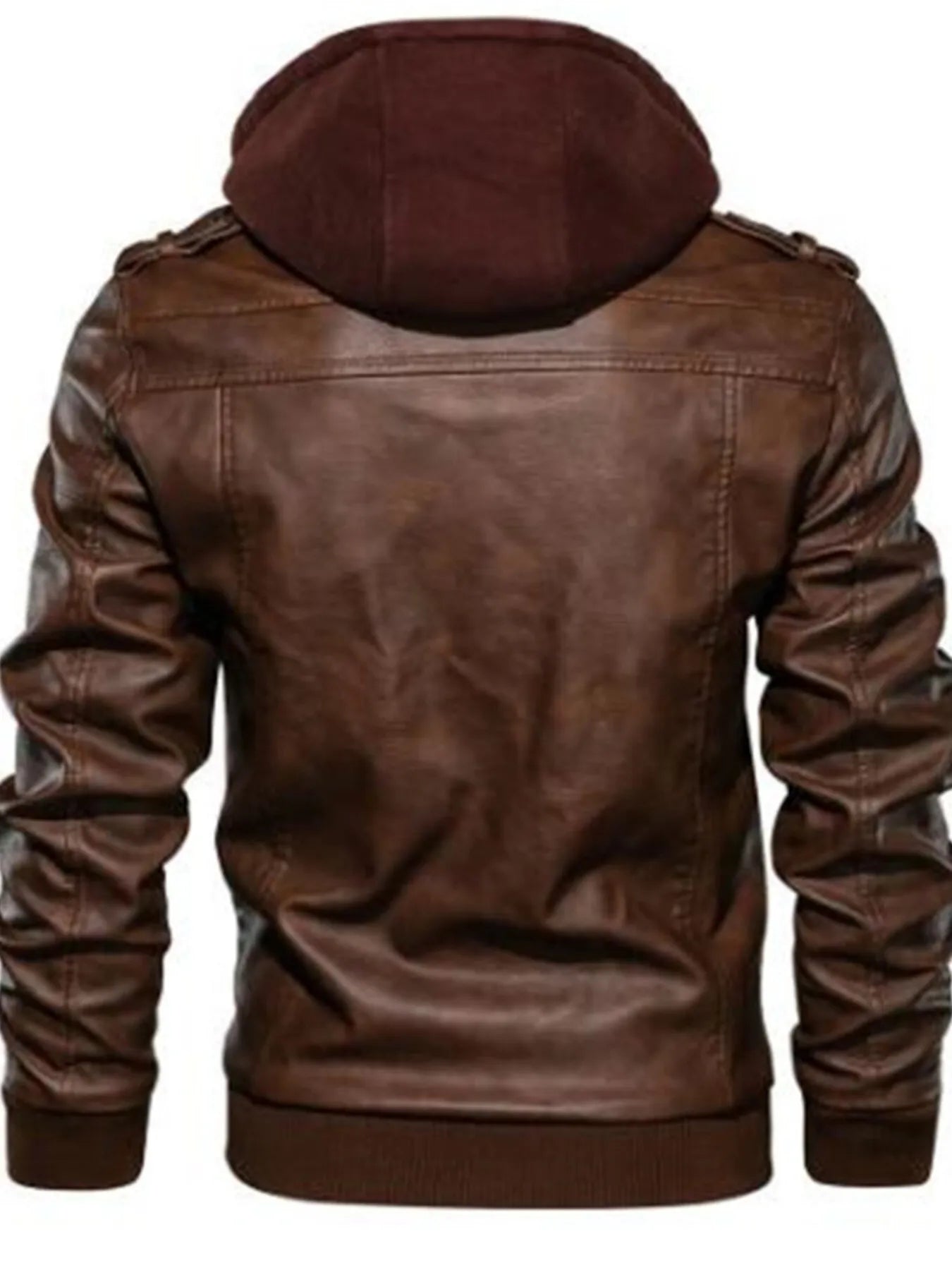 Men's Full Size Vintage Hooded Leather Jacket Plus Size designed for comfort and style at Lookzlike