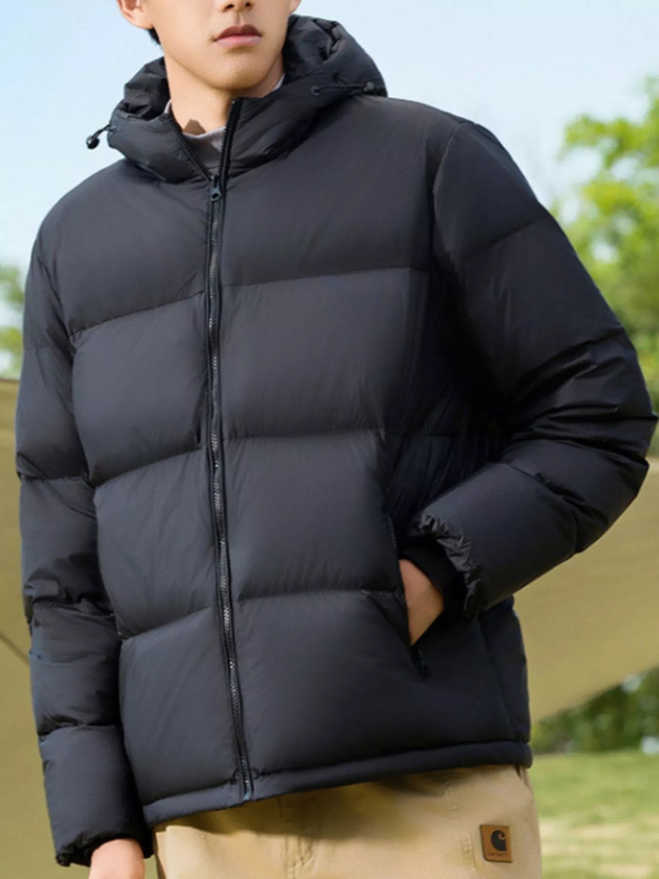 Men's Full Size Warm Padded Hooded Puffer Jacket Plus Size designed for comfort and style at Lookzlike