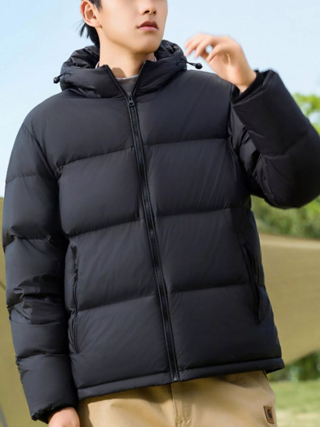 Men's Full Size Warm Padded Hooded Puffer Jacket Plus Size designed for comfort and style at Lookzlike