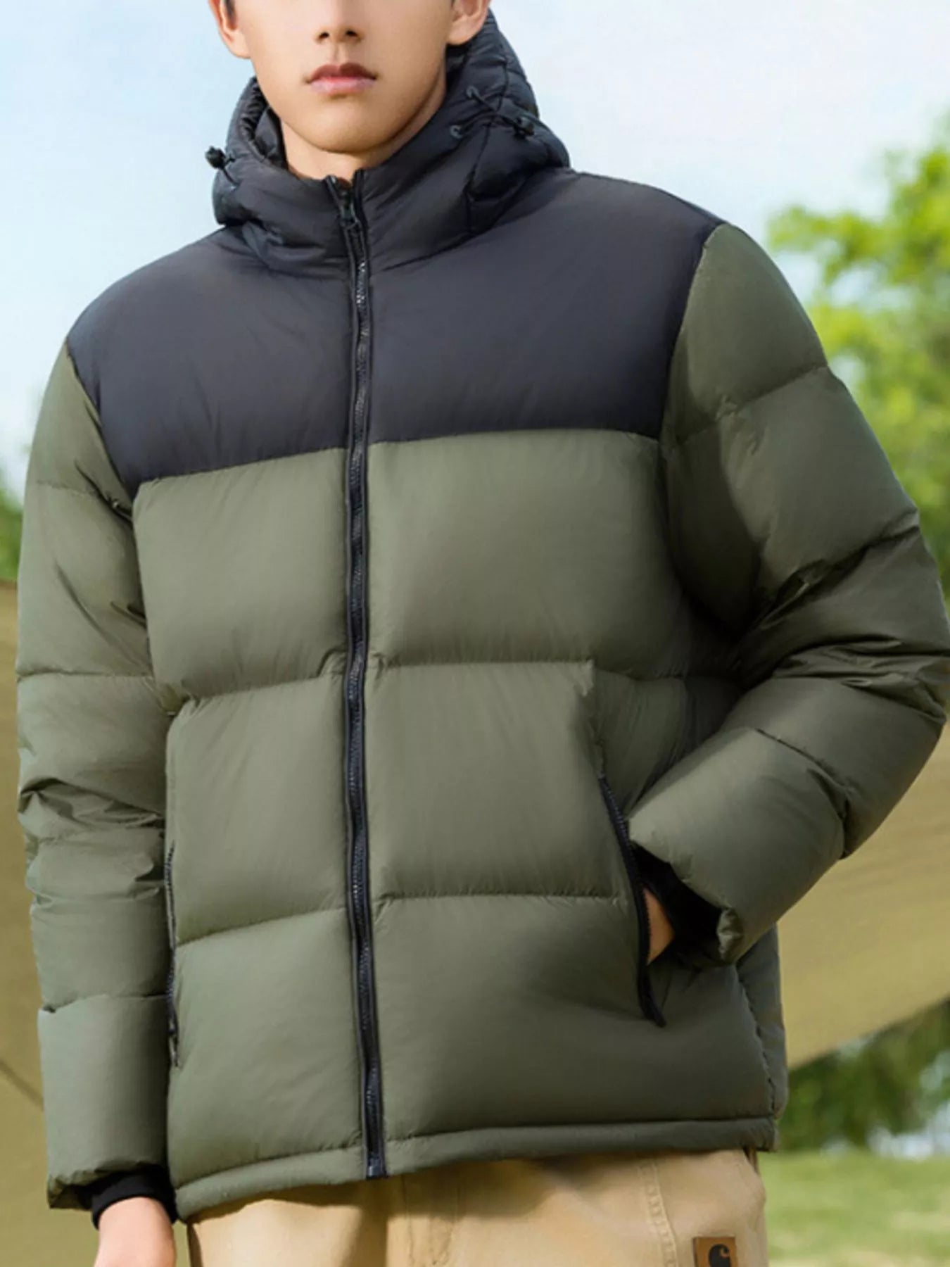 Men's Full Size Warm Padded Hooded Puffer Jacket Plus Size designed for comfort and style at Lookzlike
