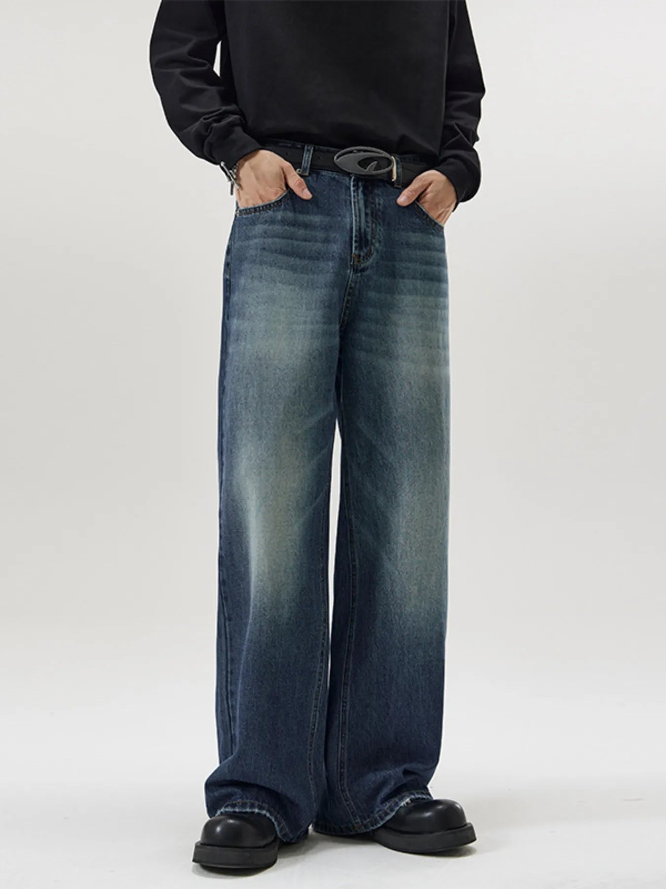 Men's Full Size Wash Wide Leg Jeans Plus Size designed for comfort and style at Lookzlike