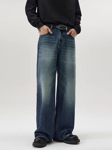 Men's Full Size Wash Wide Leg Jeans Plus Size designed for comfort and style at Lookzlike