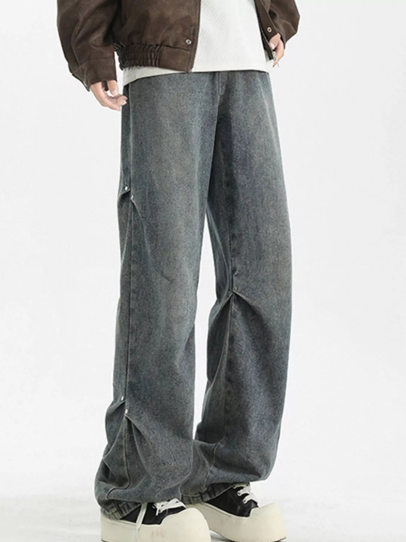 Men's Full Size Wash Wide Leg Jeans Plus Size designed for comfort and style at Lookzlike