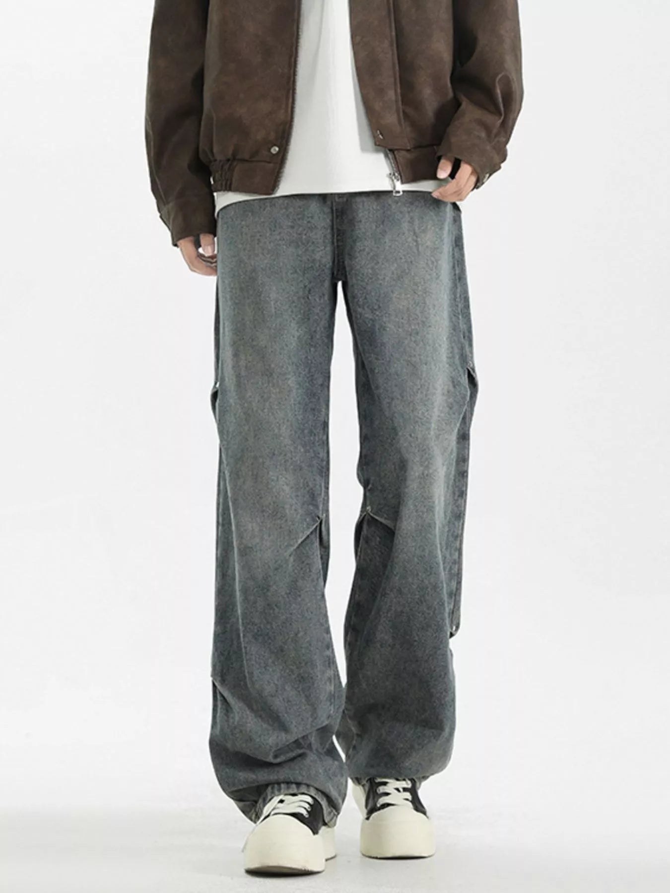 Men's Full Size Wash Wide Leg Jeans Plus Size designed for comfort and style at Lookzlike