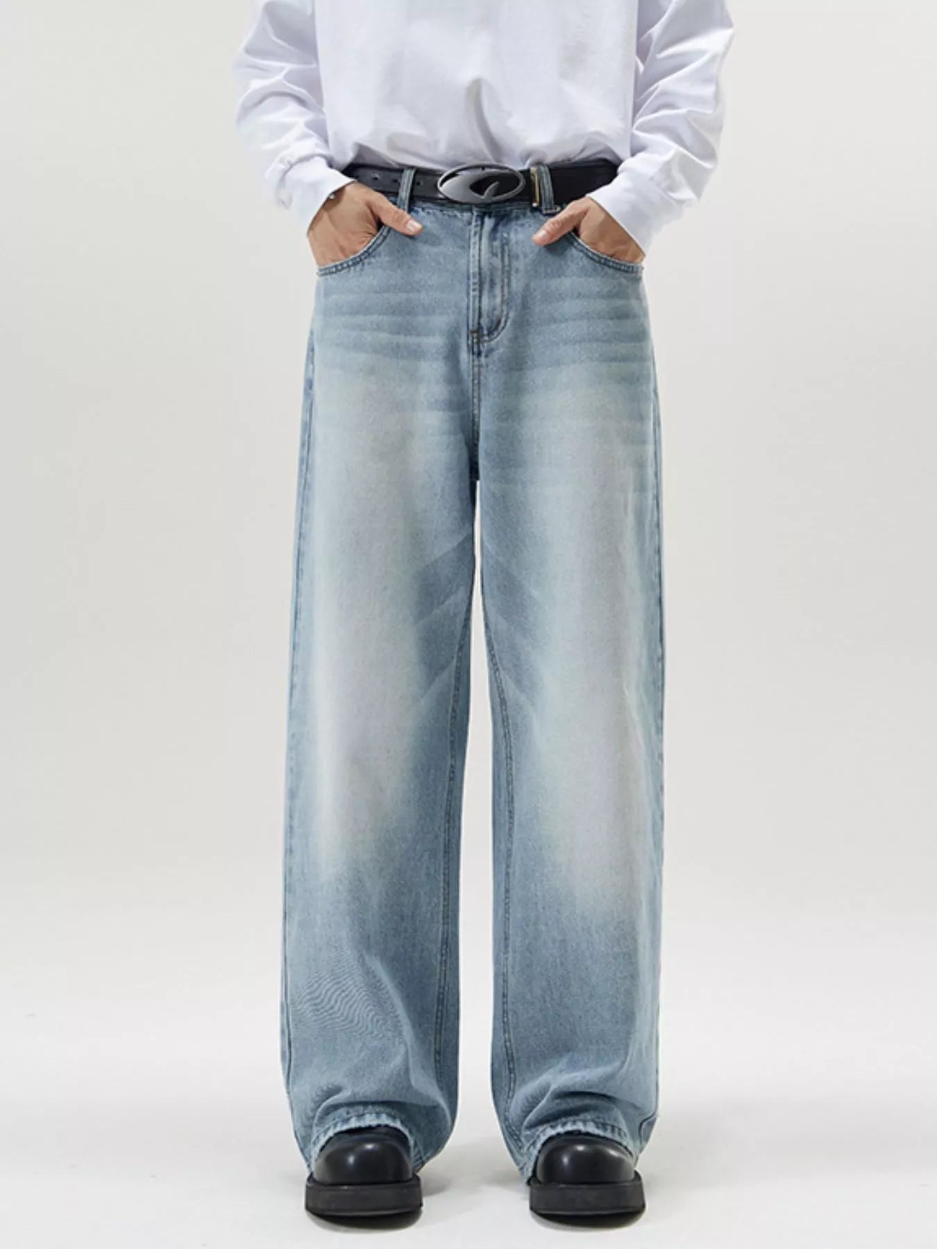 Men's Full Size Wash Wide Leg Jeans Plus Size designed for comfort and style at Lookzlike