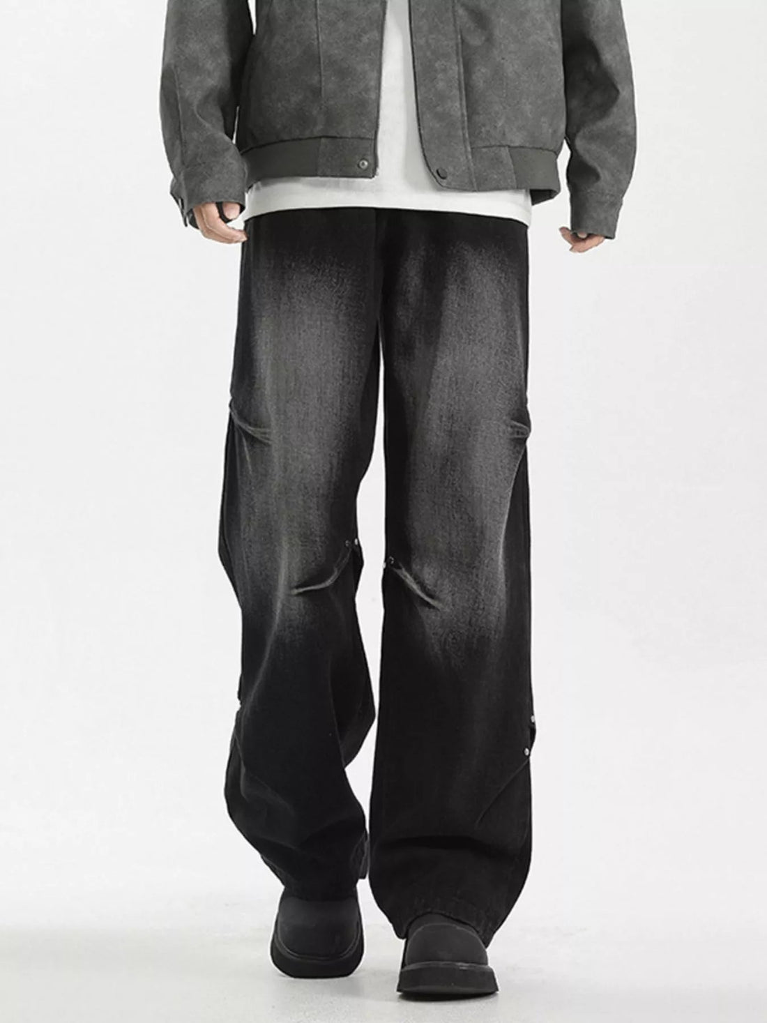 Men's Full Size Wash Wide Leg Jeans Plus Size designed for comfort and style at Lookzlike