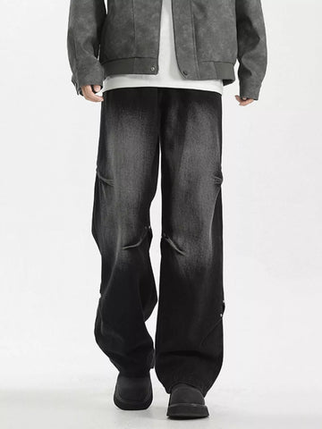 Men's Full Size Wash Wide Leg Jeans Plus Size designed for comfort and style at Lookzlike