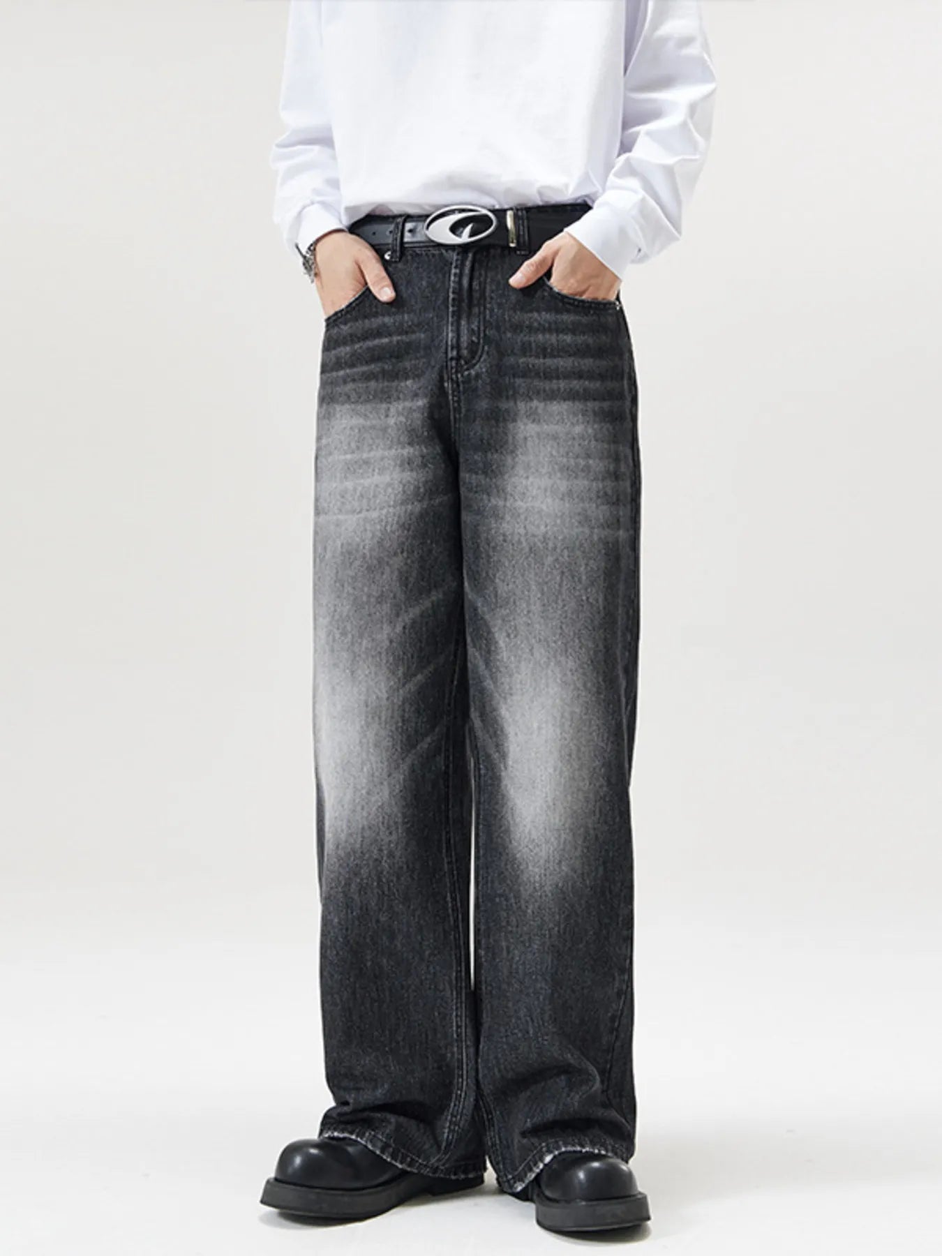 Men's Full Size Wash Wide Leg Jeans Plus Size designed for comfort and style at Lookzlike