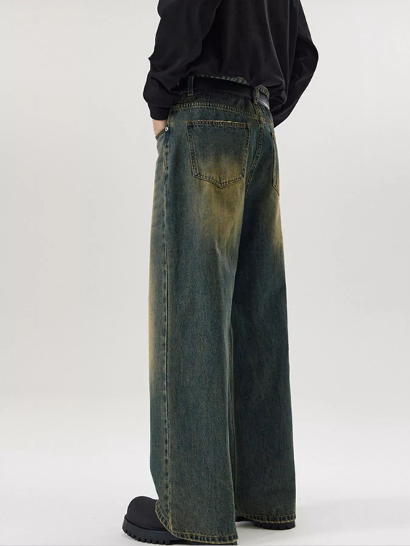 Men's Full Size Wash Wide Leg Jeans Plus Size designed for comfort and style at Lookzlike