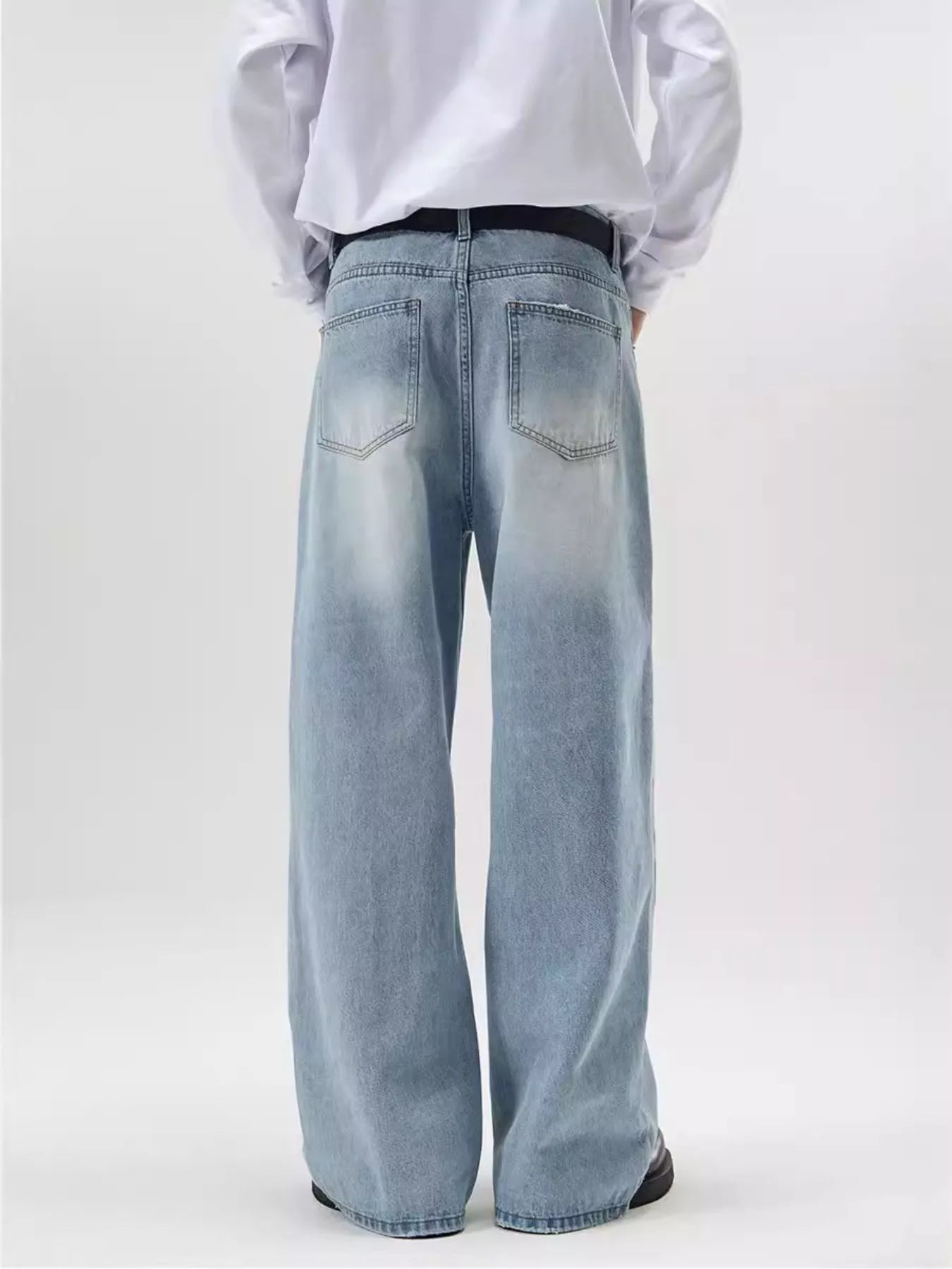 Men's Full Size Wash Wide Leg Jeans Plus Size designed for comfort and style at Lookzlike