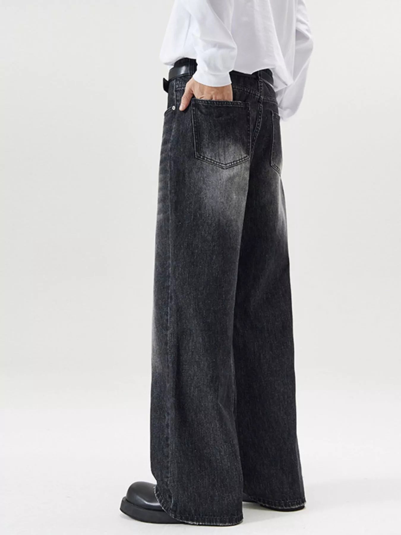 Men's Full Size Wash Wide Leg Jeans Plus Size designed for comfort and style at Lookzlike