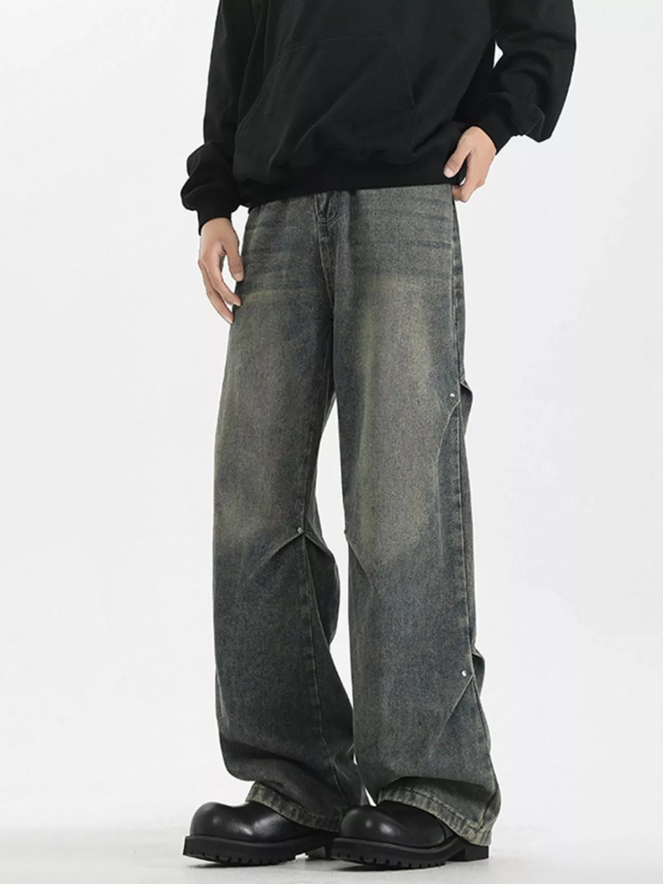 Men's Full Size Wash Wide Leg Jeans Plus Size designed for comfort and style at Lookzlike