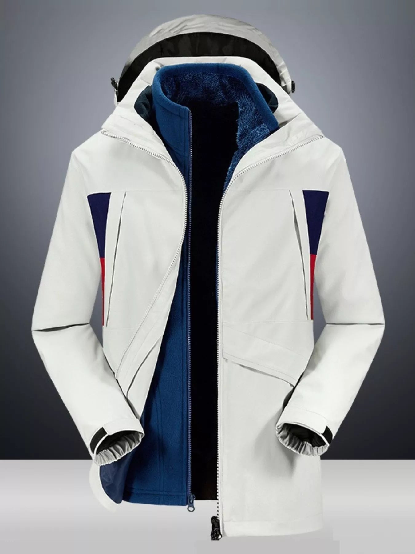 Men's Full Size Windproof Zip Up Hooded Jacket Plus Size designed for comfort and style at Lookzlike