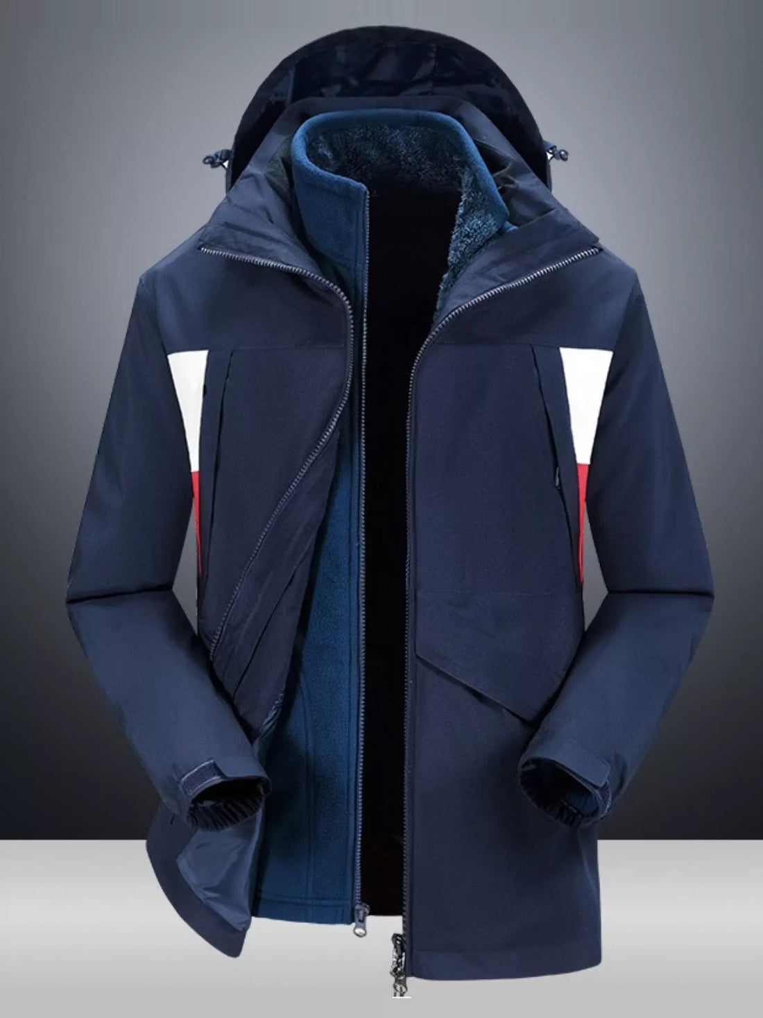 Men's Full Size Windproof Zip Up Hooded Jacket Plus Size designed for comfort and style at Lookzlike