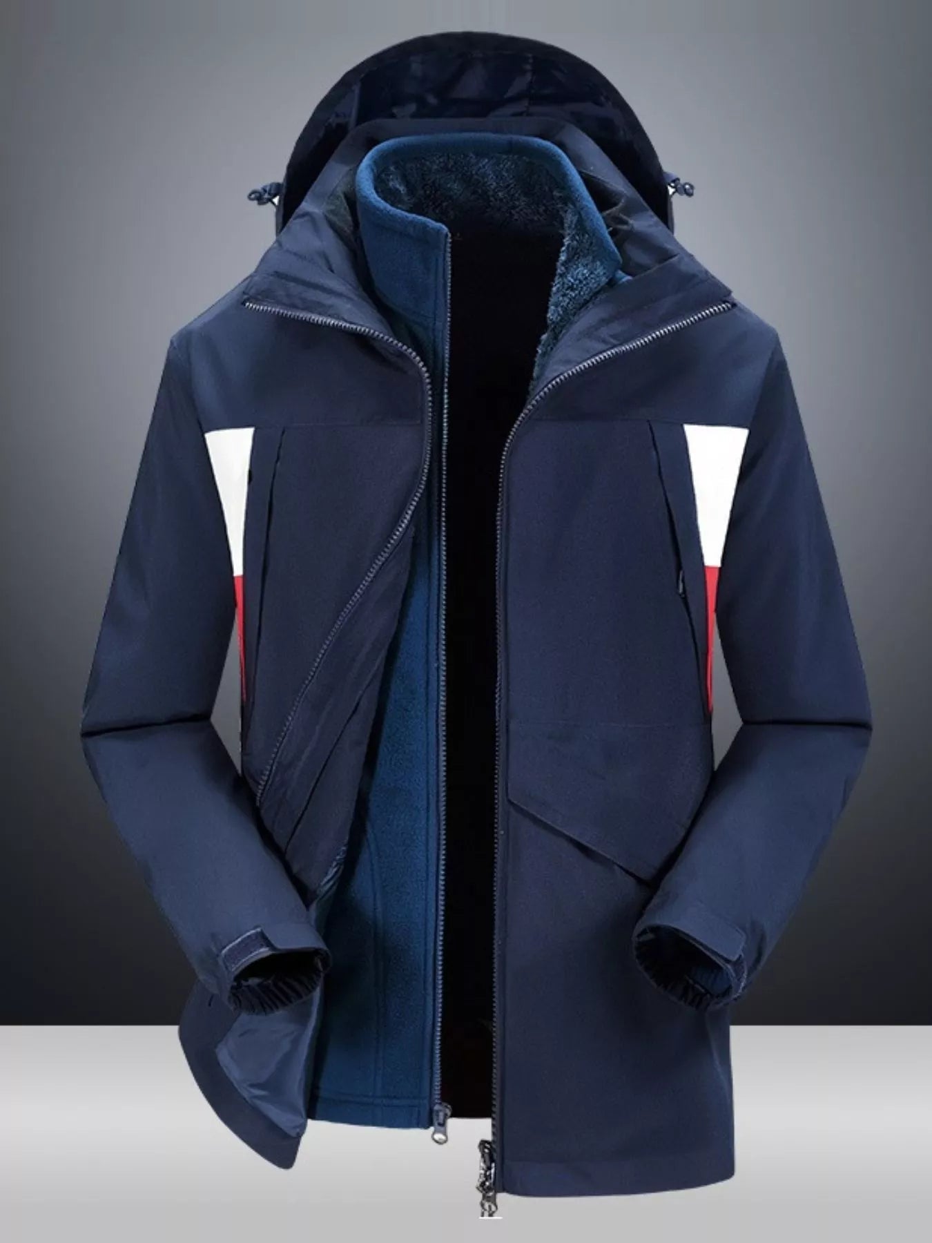 Men's Full Size Windproof Zip Up Hooded Jacket Plus Size designed for comfort and style at Lookzlike