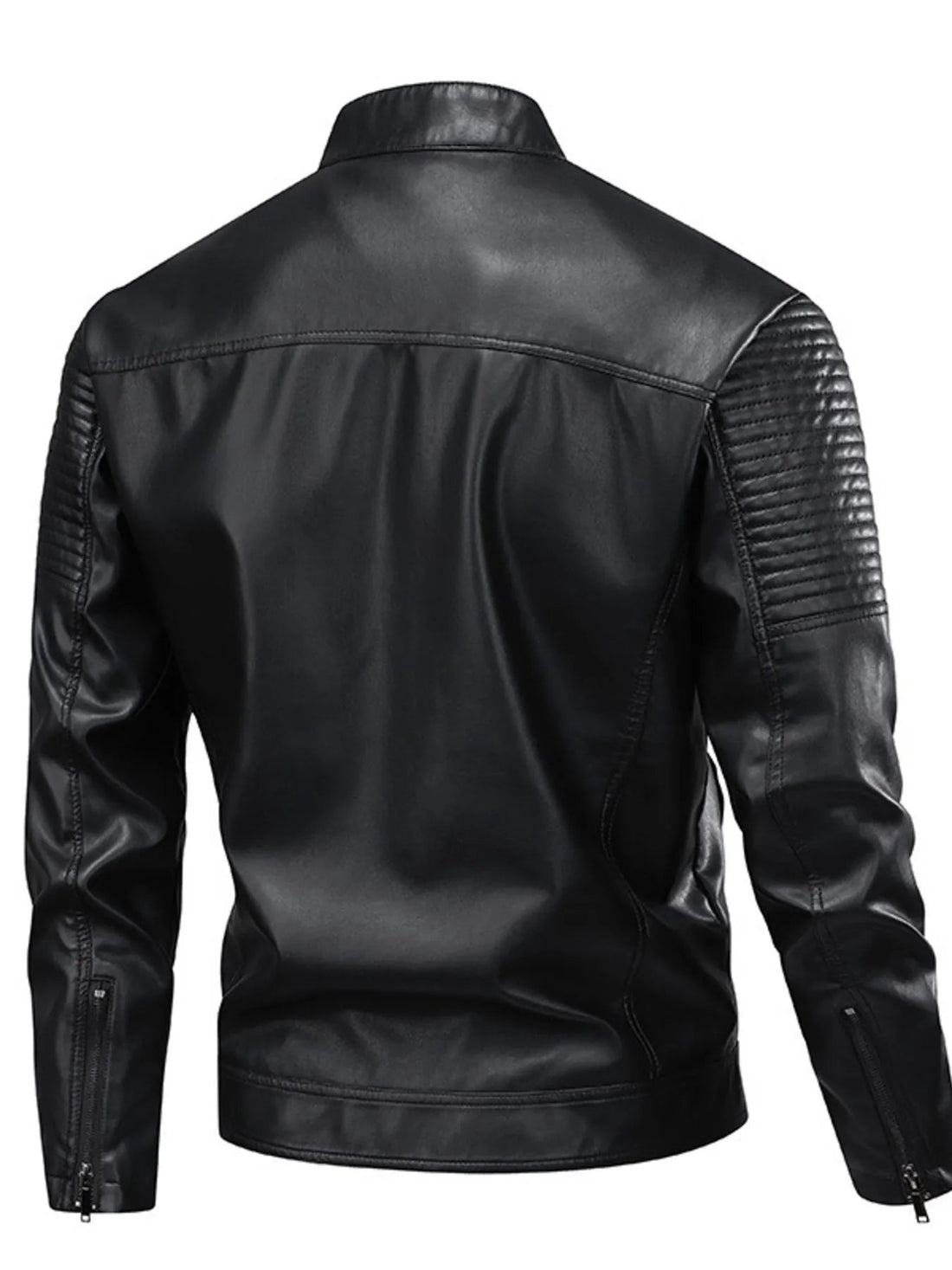Men's Full Size Zip Up Leather Motorcycle Jacket Plus Size designed for comfort and style at Lookzlike