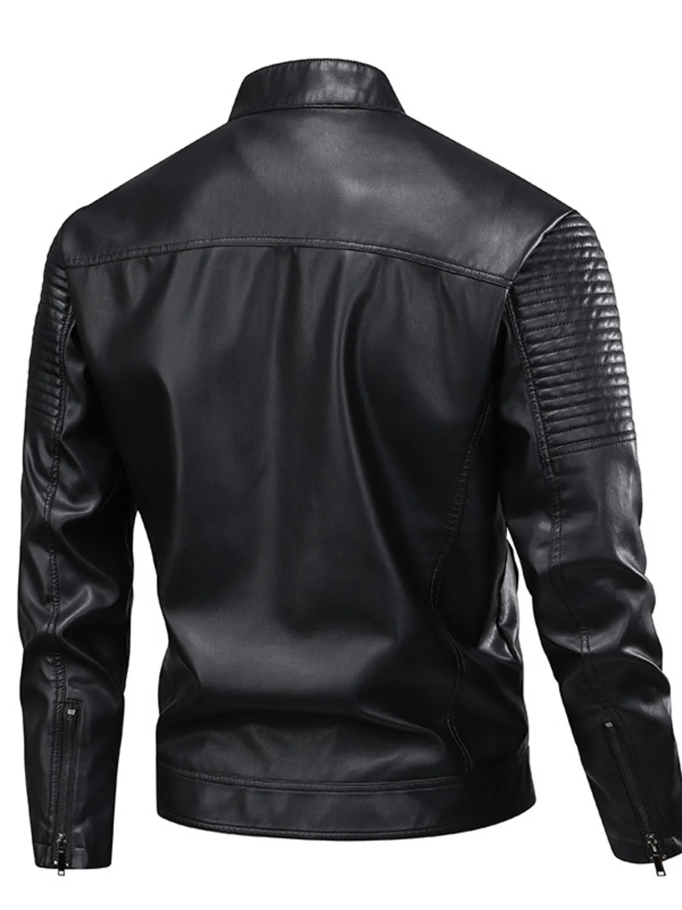 Men's Full Size Zip Up Leather Motorcycle Jacket Plus Size designed for comfort and style at Lookzlike