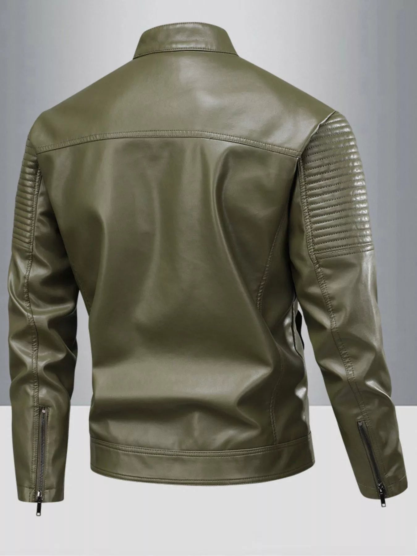 Men's Full Size Zip Up Leather Motorcycle Jacket Plus Size designed for comfort and style at Lookzlike