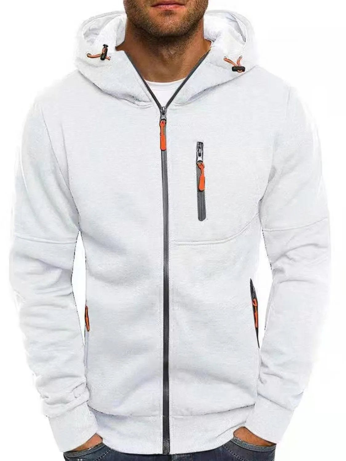 Men's Full Size Zip Up Long Sleeve Hoodie Plus Size designed for comfort and style at Lookzlike